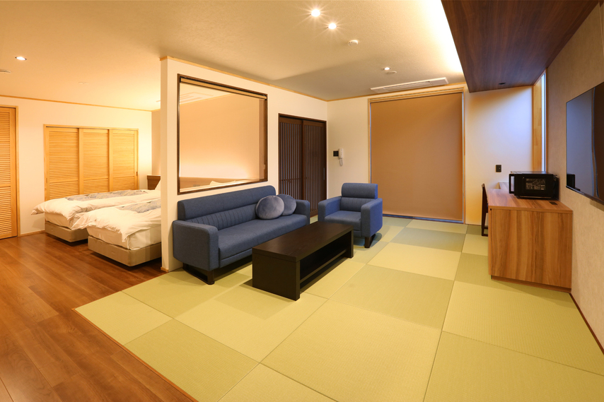【胡蝶】和モダンの落ち着いたお部屋でゆっくりとお過ごしください。