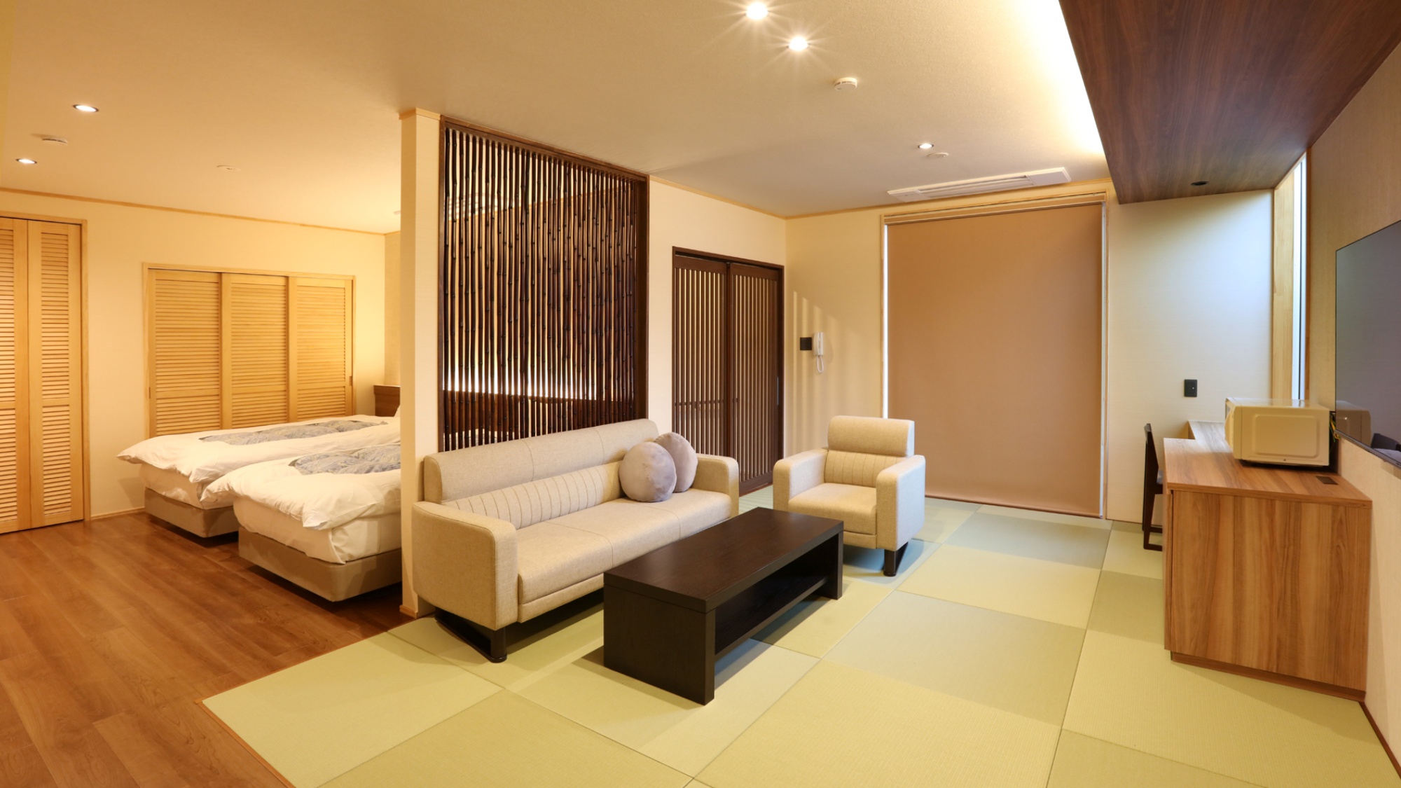 【雪月花・綺羅】和モダンの落ち着いたお部屋でゆっくりとお過ごしください。