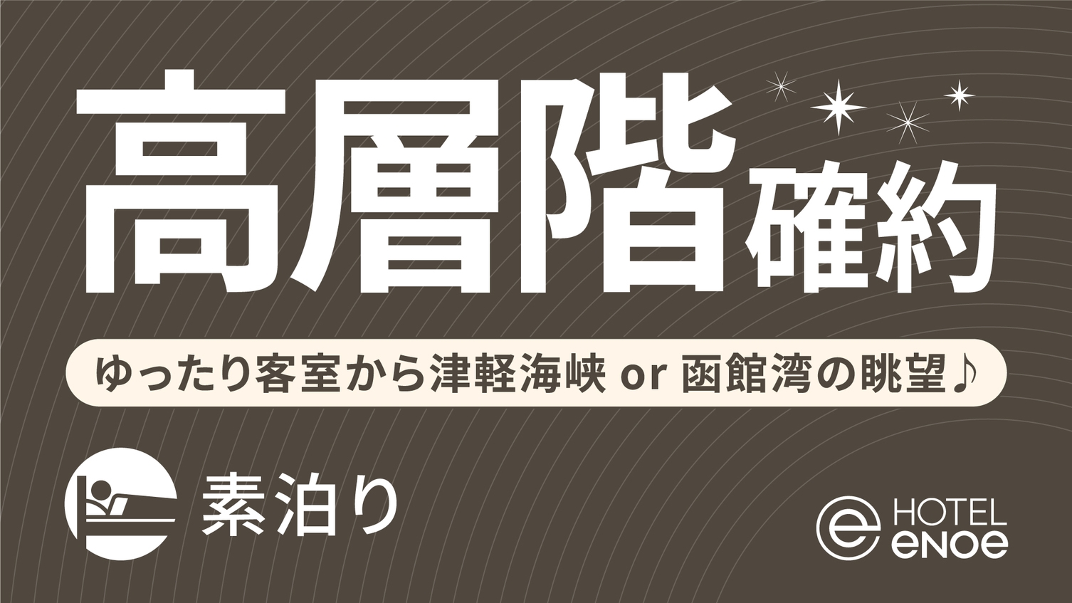 【高層階9F以上】高層階確約プラン（素泊り）ゆったり客室から津軽海峡or函館湾の眺望を♪