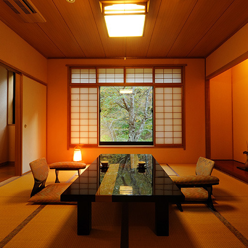 Guest room with semi-open-air bath [Kyou] Japanese-style room 8 tatami mats + Western-style room