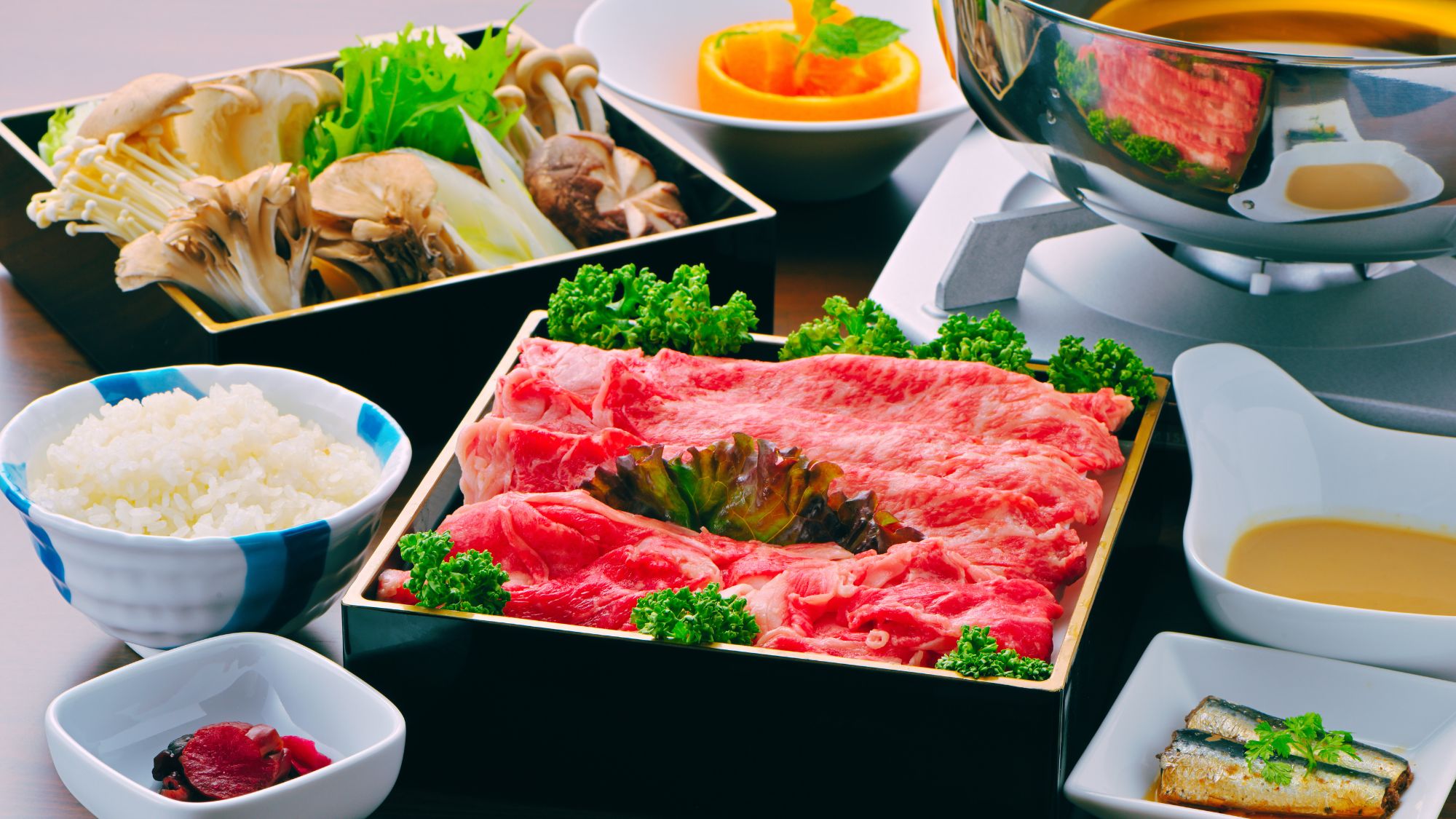 【夕食】オリーブ牛しゃぶしゃぶセット