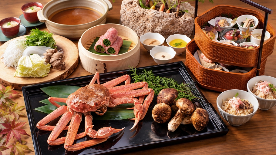 【部屋食｜プレミアム】＜季節限定＞ずわい蟹と松茸の特選鍋−お好みに合わせたオーダーメイドも可能−