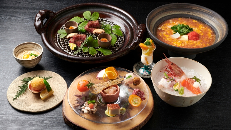 【2食付】‐つるとんたん｜フリーフロー付‐旬を味わう、特別おうどんの会席コース　＜送迎付＞