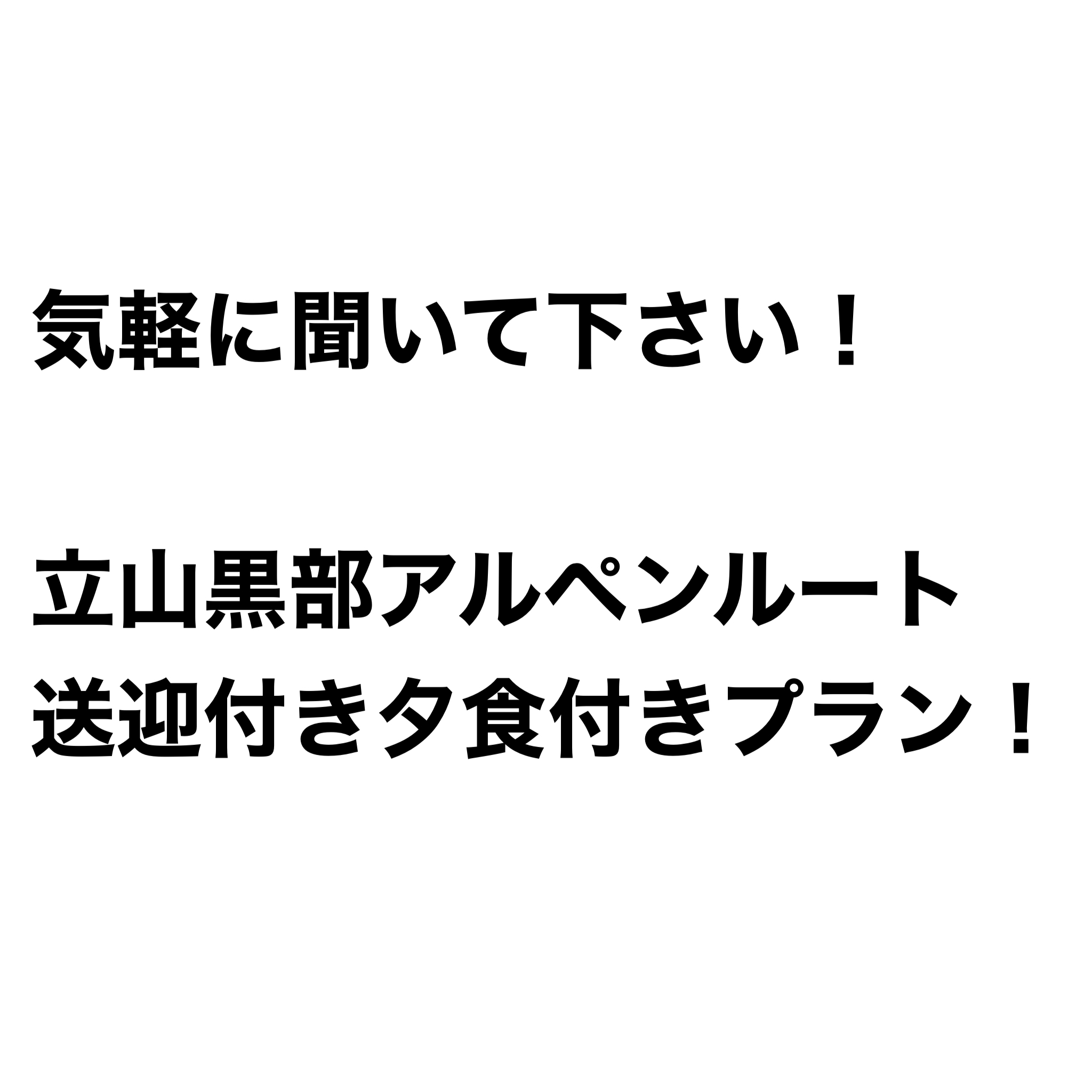 【快適で安全な旅のお手伝いをします！！！】立山黒部アルペンルート送迎あり夕食付きプラン！！！