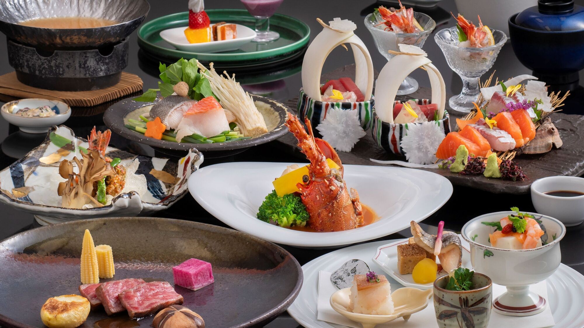 【楽天スーパーSALE】【スタンダード】志摩 里海会席 〜伊勢海老と国産牛と5種のお造りを味わう〜