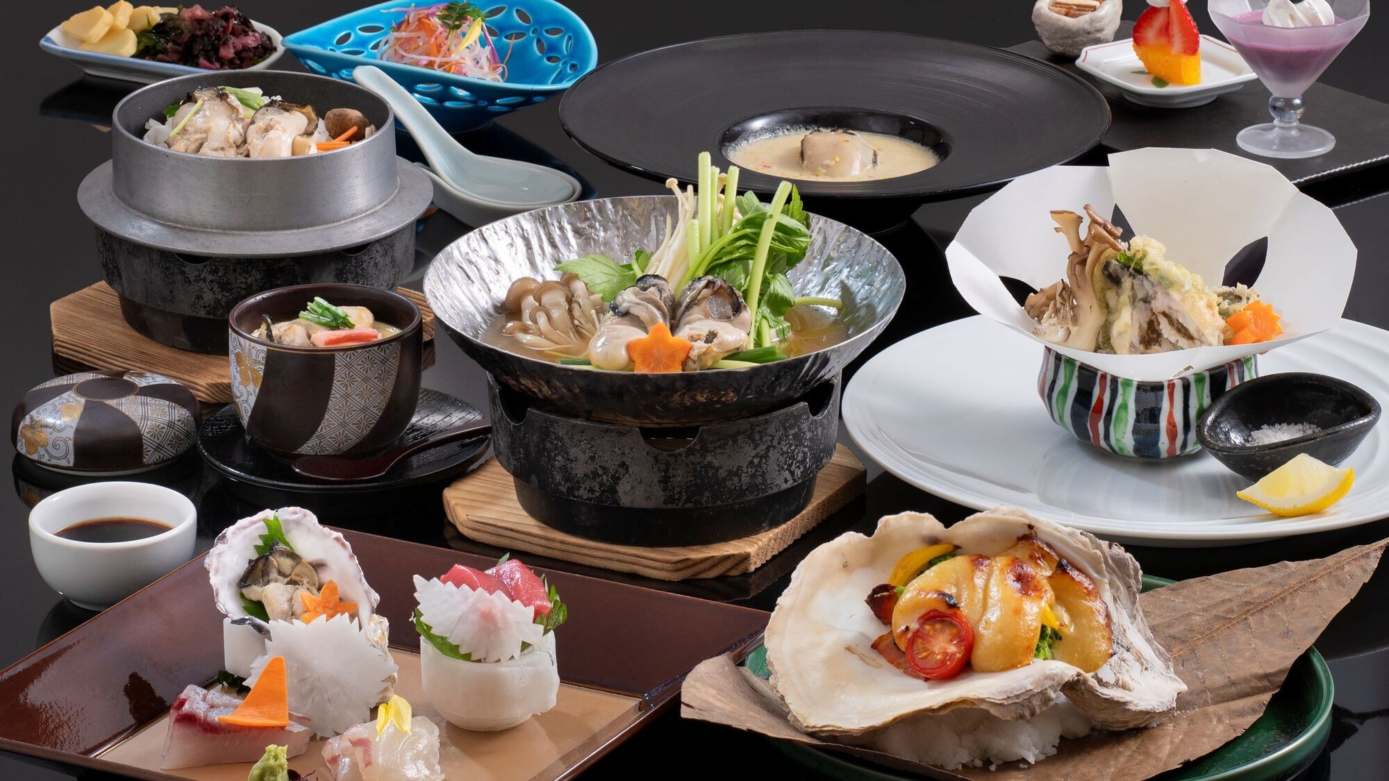 【的矢かき会席】今が旬！口いっぱいに広がる美味しさの余韻！ブランド牡蠣を食べ尽くす♪