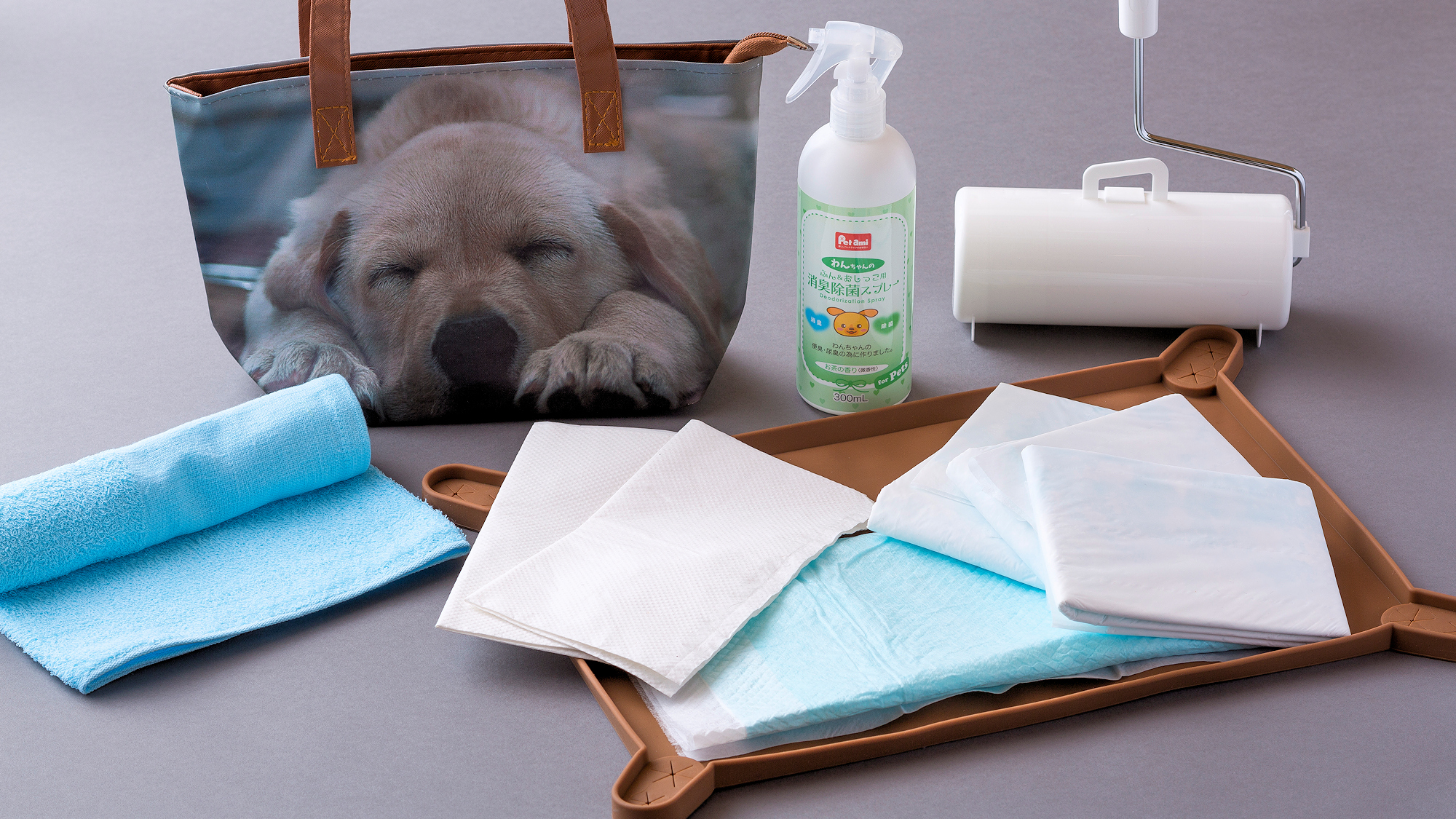 【部屋】ワンちゃんのアメニティーもお部屋に備えております。ケージは貸出も可能です。