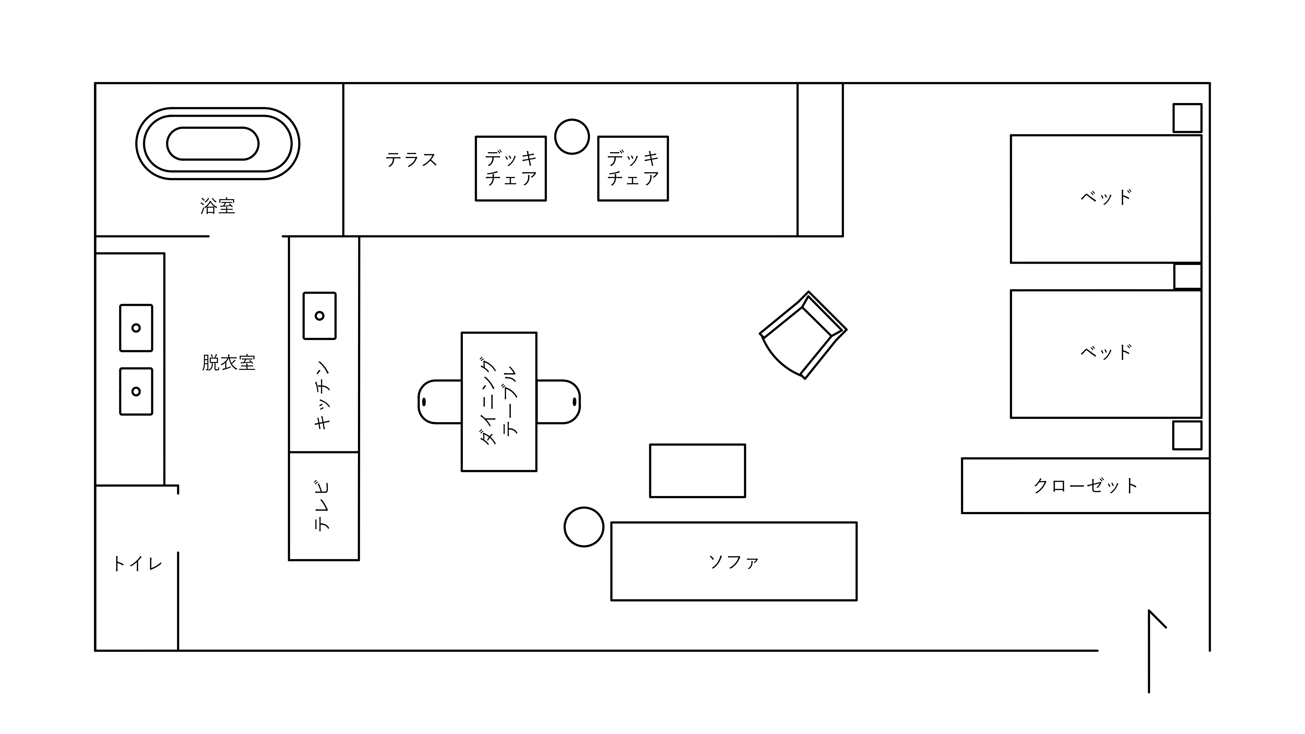 【202】上質な素材感を感じられるシンプルな家具が揃った客室