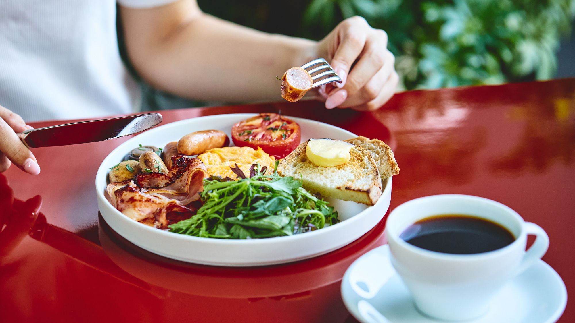ウインナー＆ベーコンとスクランブルエッグ