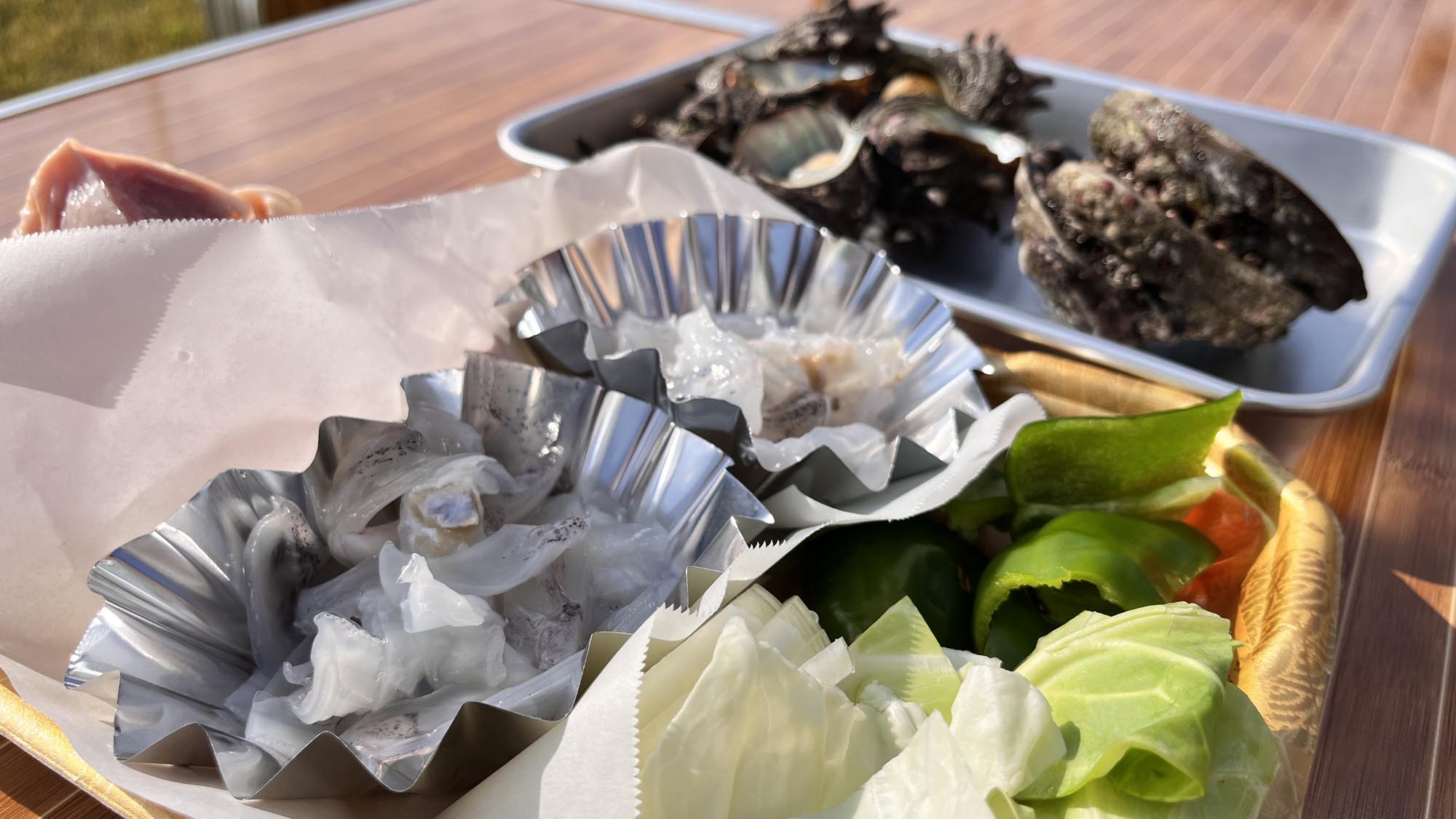 【海鮮BBQ食材一例】新鮮な海の幸！その日の仕入れ状況により内容は異なります