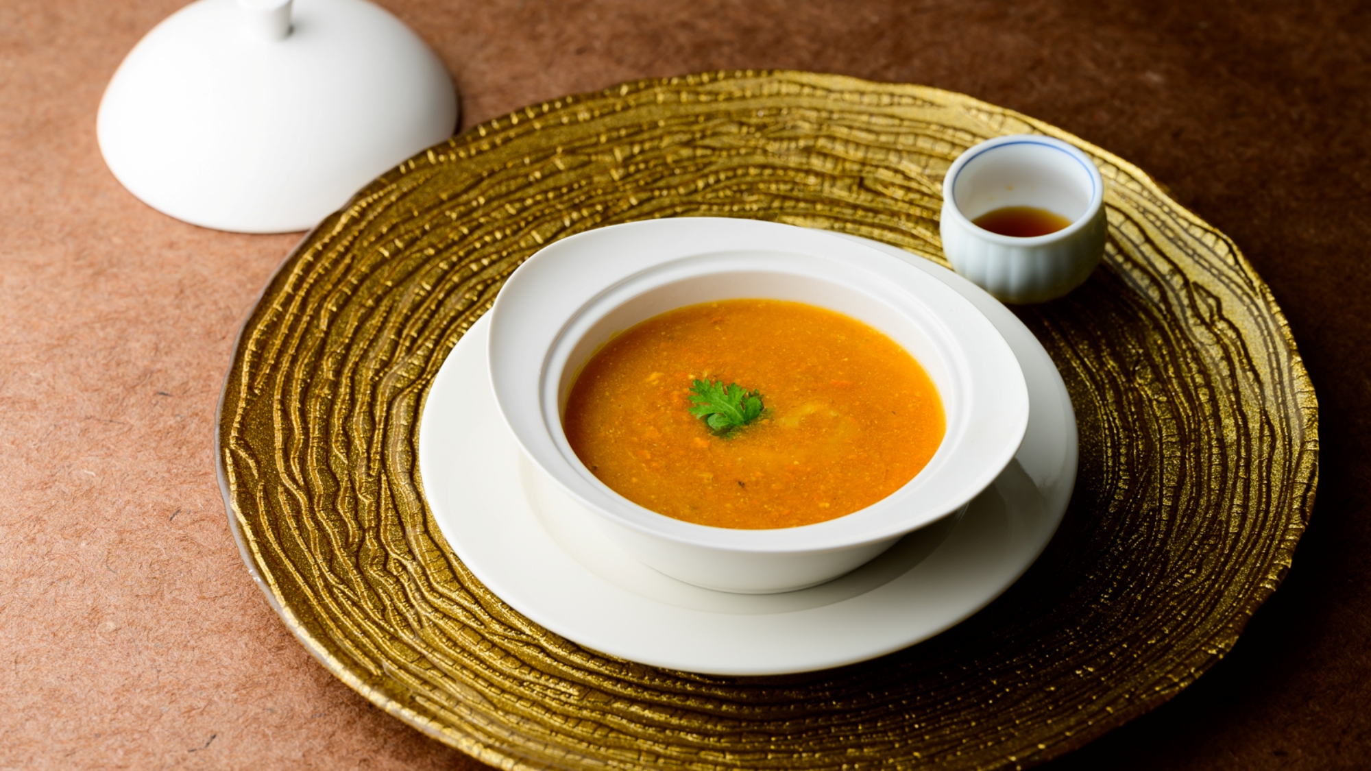 ディナー／蟹味噌入りのフカヒレスープ