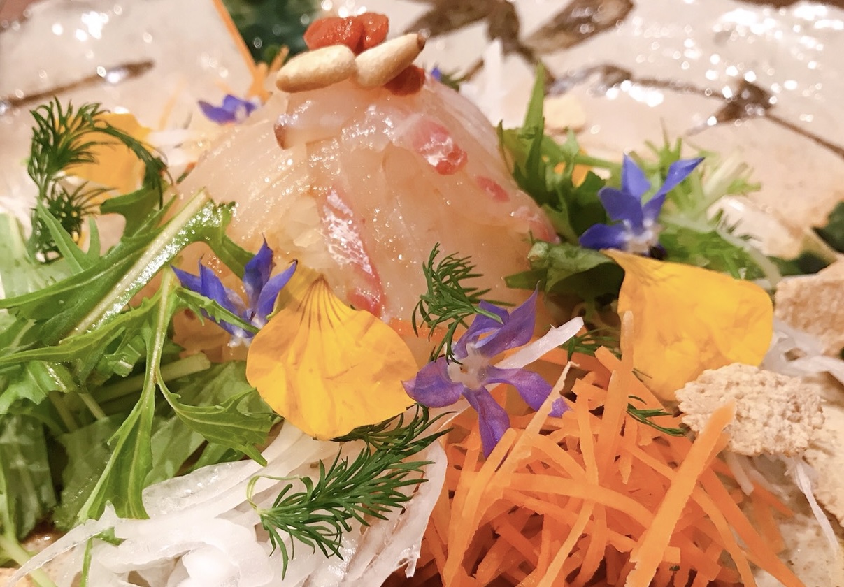 単品メニュー＜鯛のお造り中華風＞