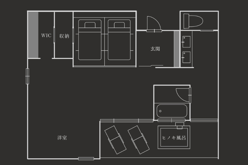 【古今】128㎡ (室内81㎡＋露天風呂テラス13㎡＋専用庭34㎡)