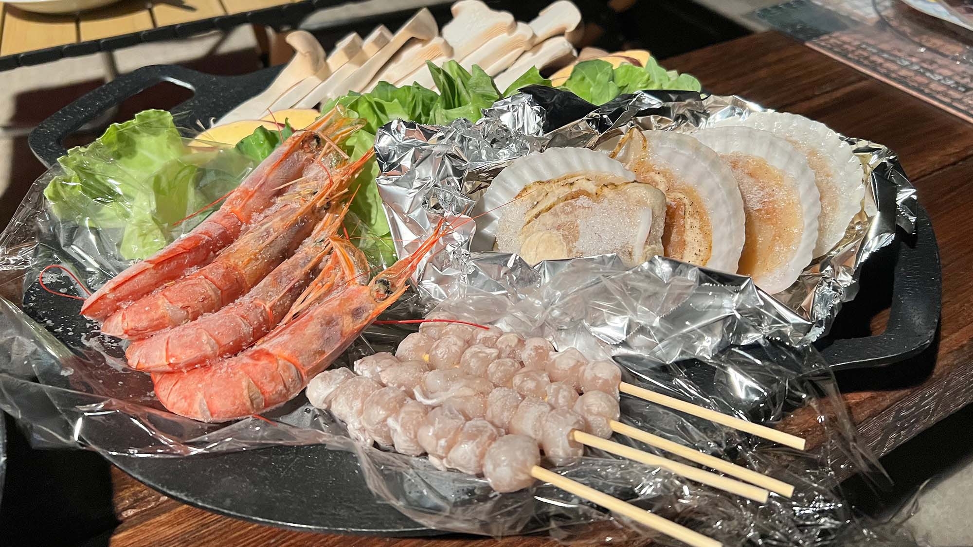 〔ウッドデッキで七輪BBQ〕＜食材付＞自然のなかで手軽に楽しむBBQ！