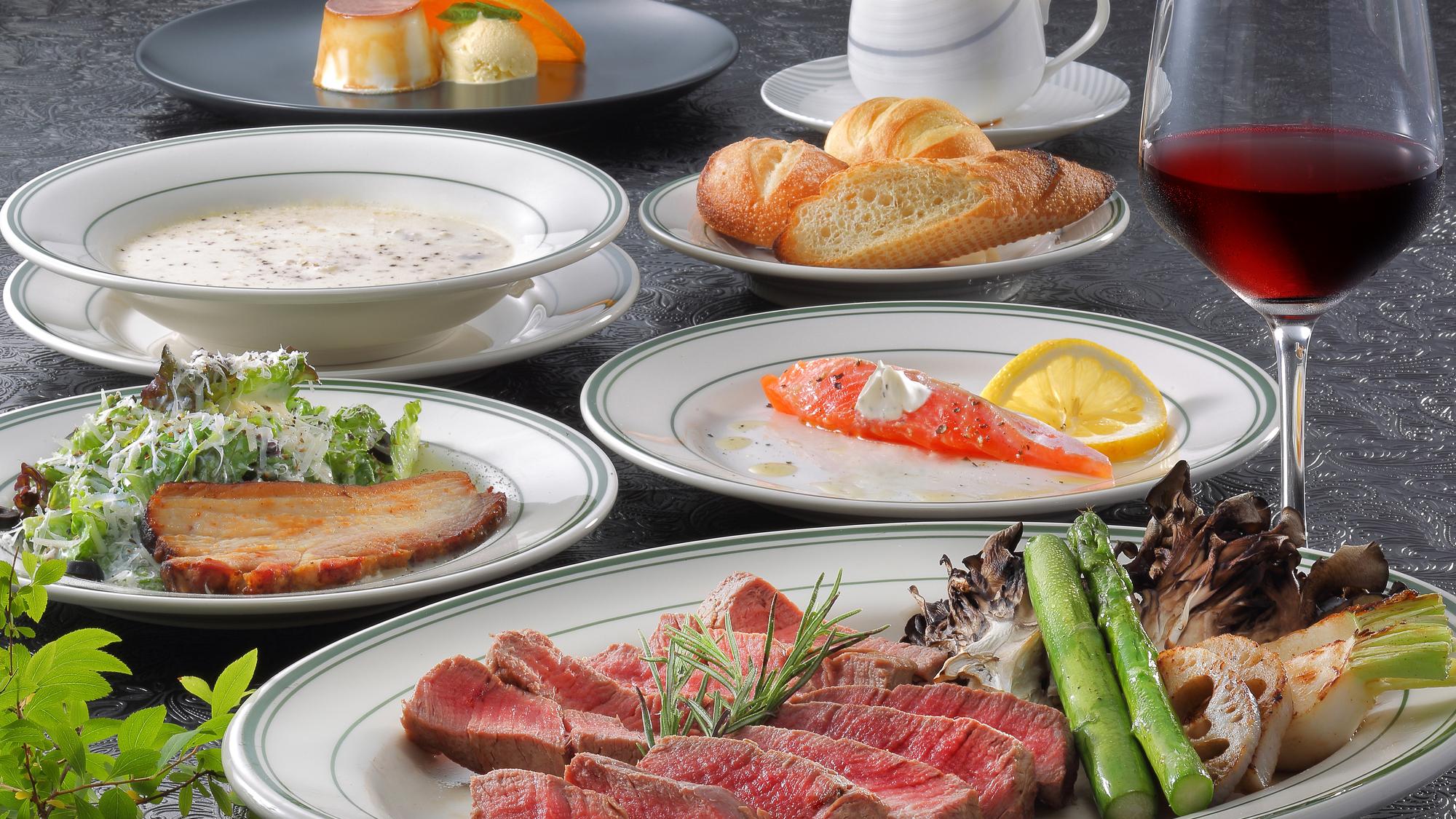 「上州牛」ランプ+イチボステーキコース（お飲み物は含まれていません）