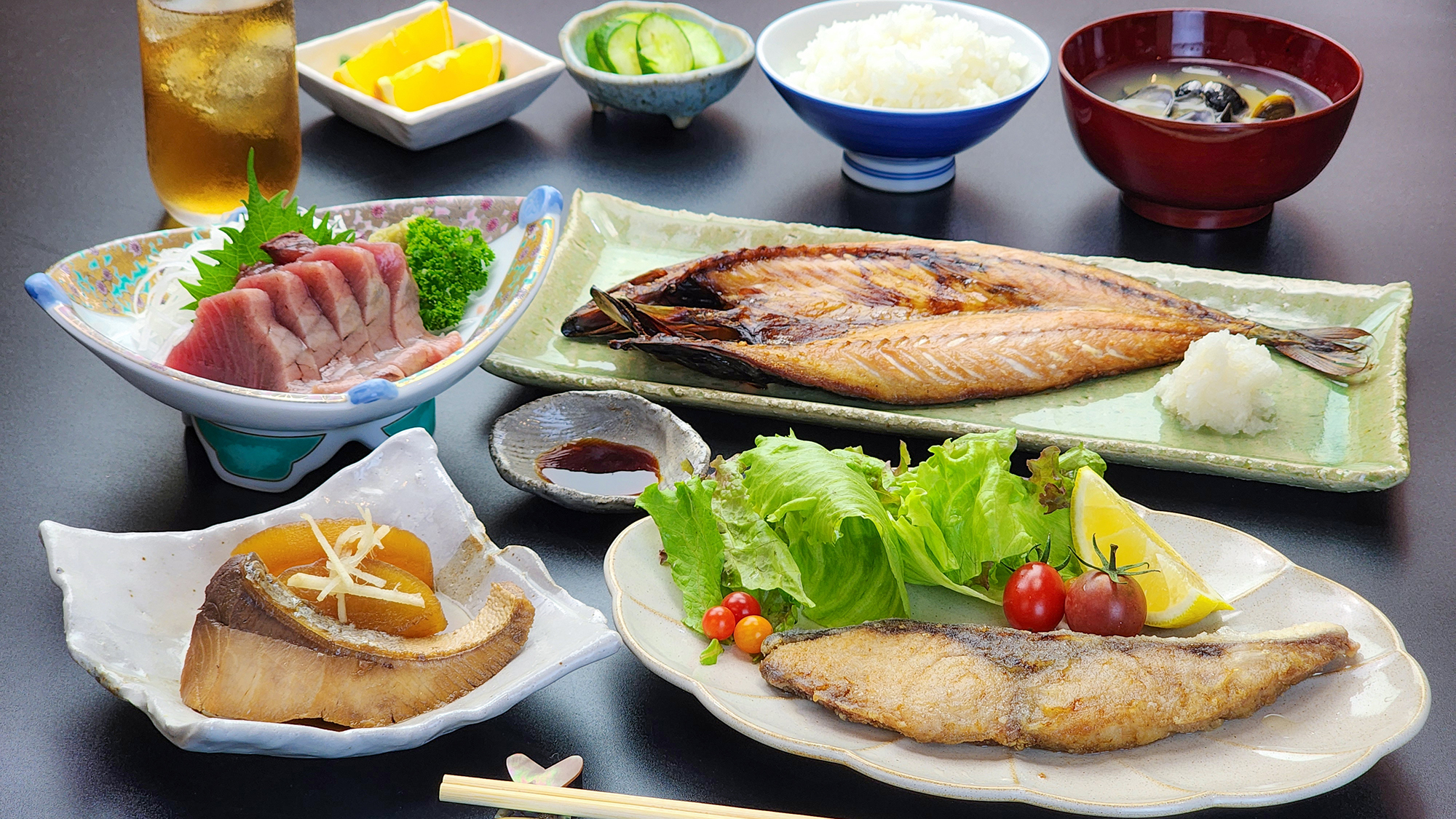 ＃阿字ヶ浦の海の幸をふんだんに使った日替わり夕食をご提供いたします