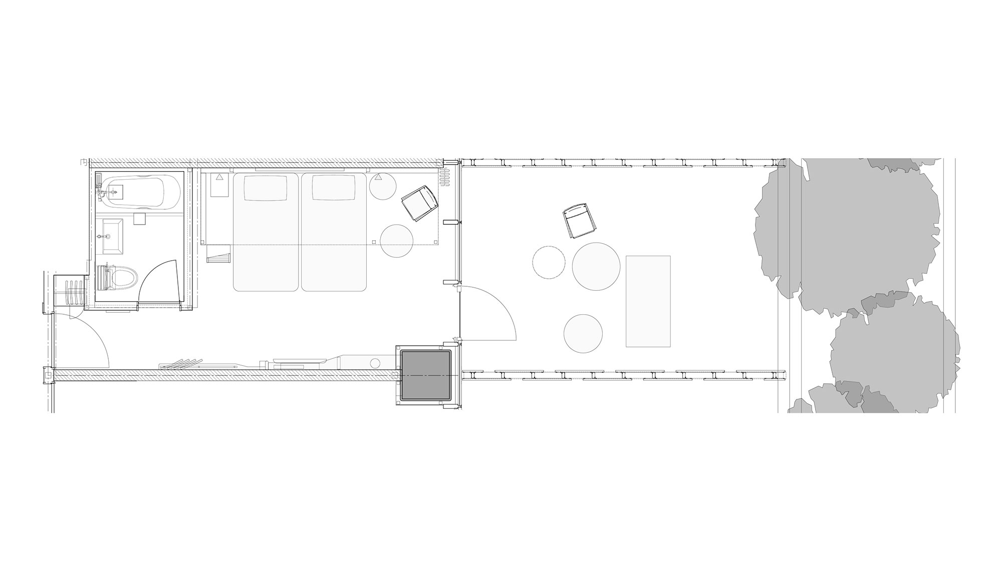 【テラス2段ベッド付ツイン】24平米／ご家族での観光やグループ利用等、幅広いニーズにお応えいたします