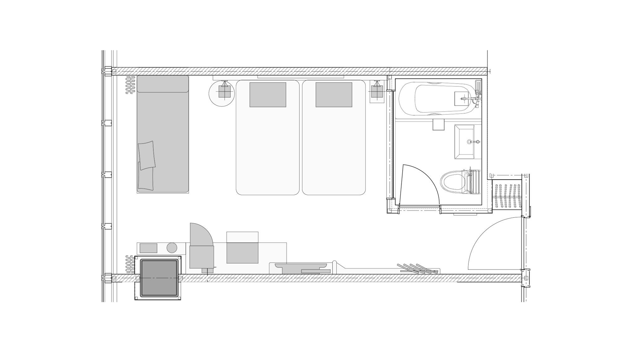 【ツイン】25～26平米／シンプルで機能的なツインルームは様々なシーンでご利用いただけます