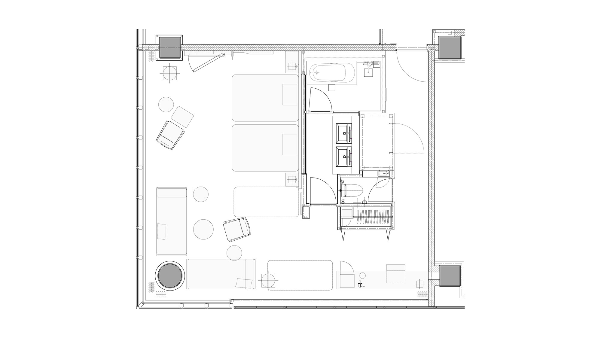 【コーナースイート】68平米／4室限定の高層階スイート。旅の疲れを癒す眺望をお愉しみいただけます