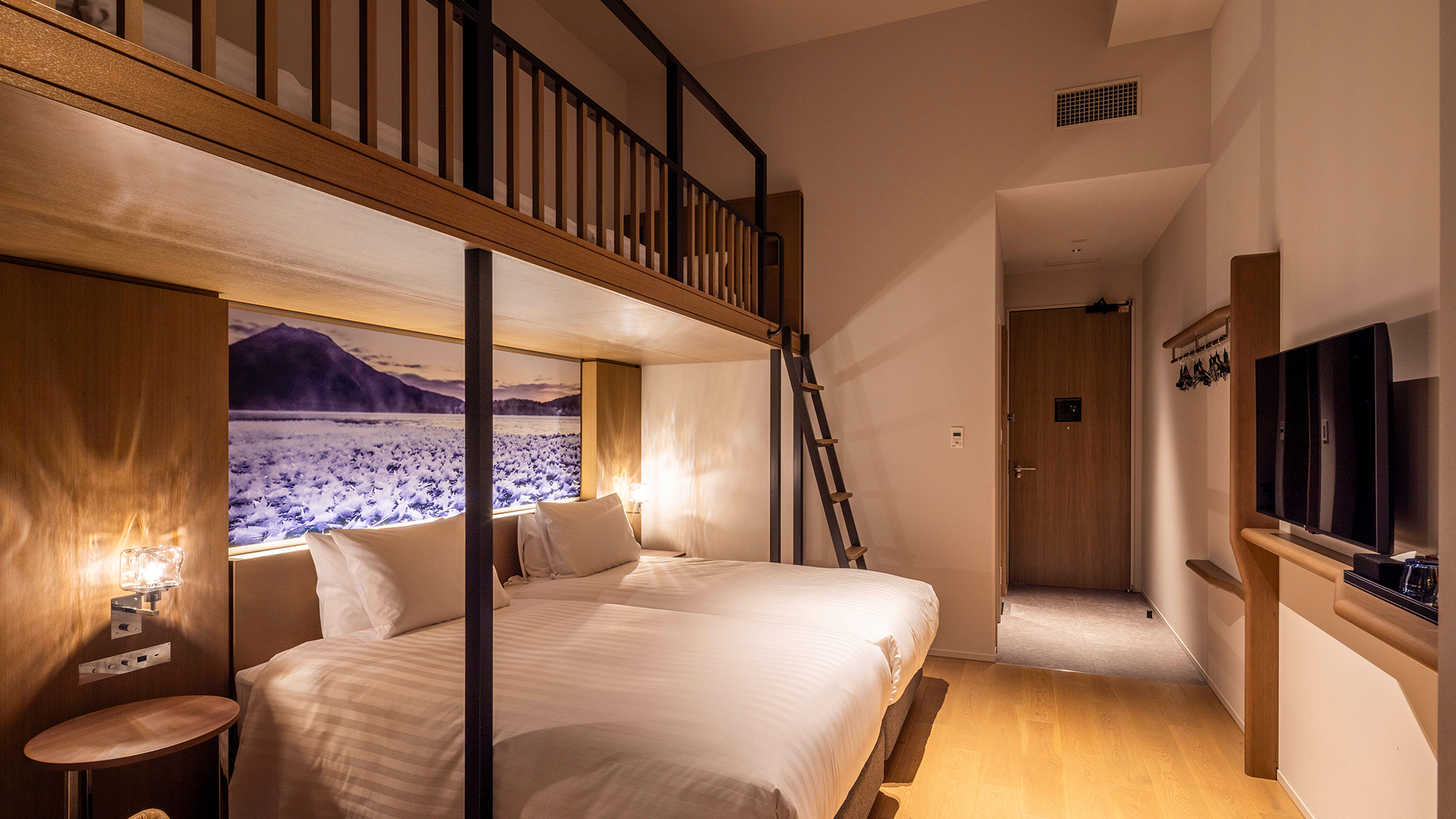 【テラス2段ベッド付ツイン】24平米／ご家族での観光やグループ利用等、幅広いニーズにお応えいたします