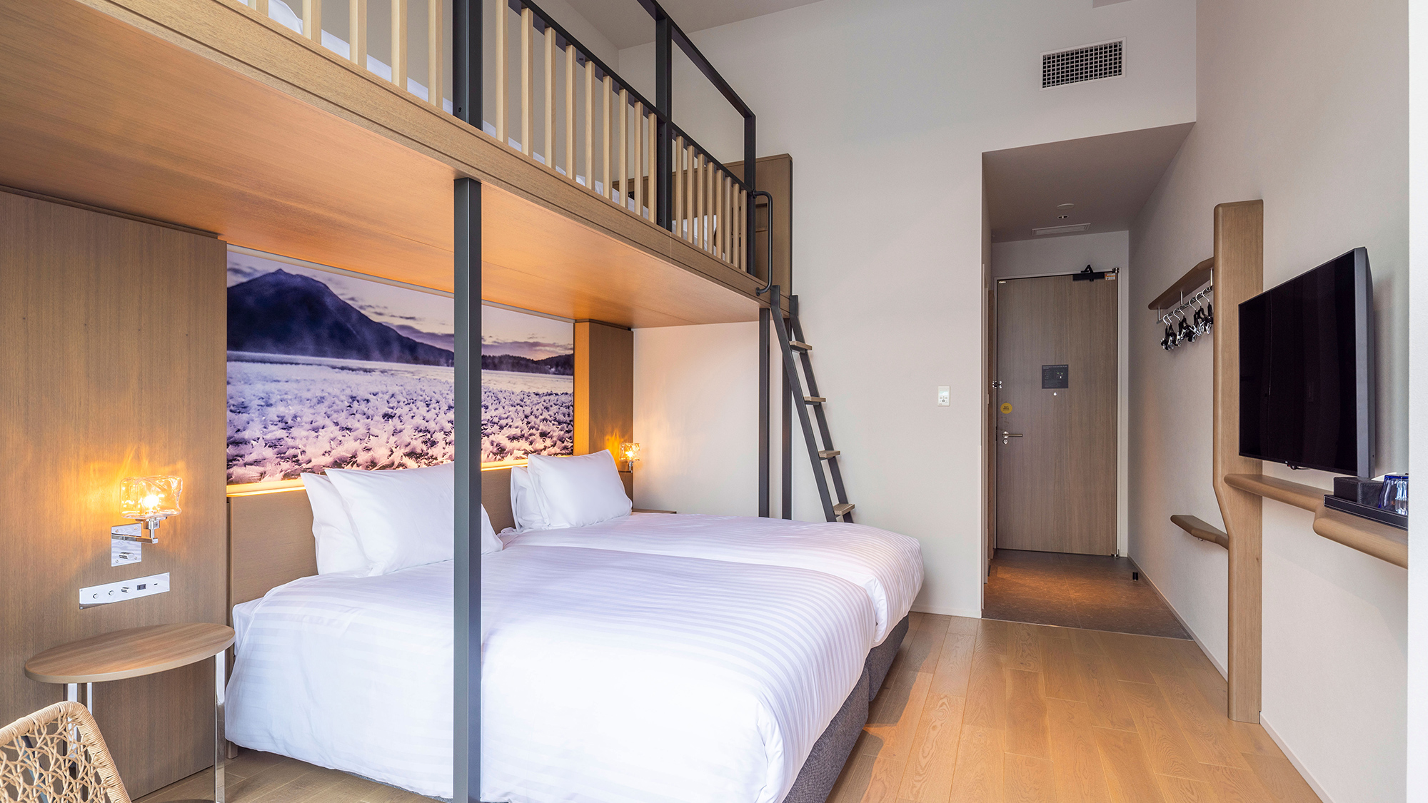 【テラス2段ベッド付ツイン】24平米／ご家族での観光やグループ利用等、幅広いニーズにお応えいたします