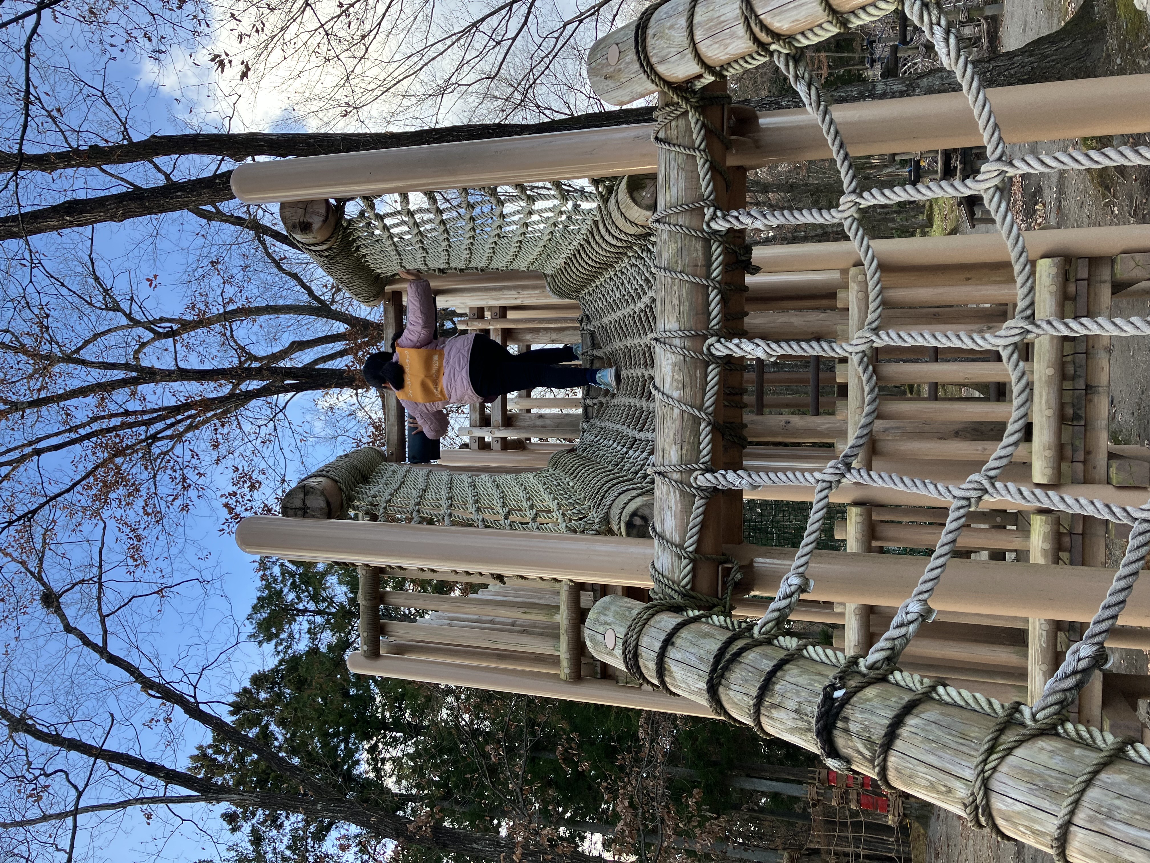 近くの公園ではアスレチック体験も