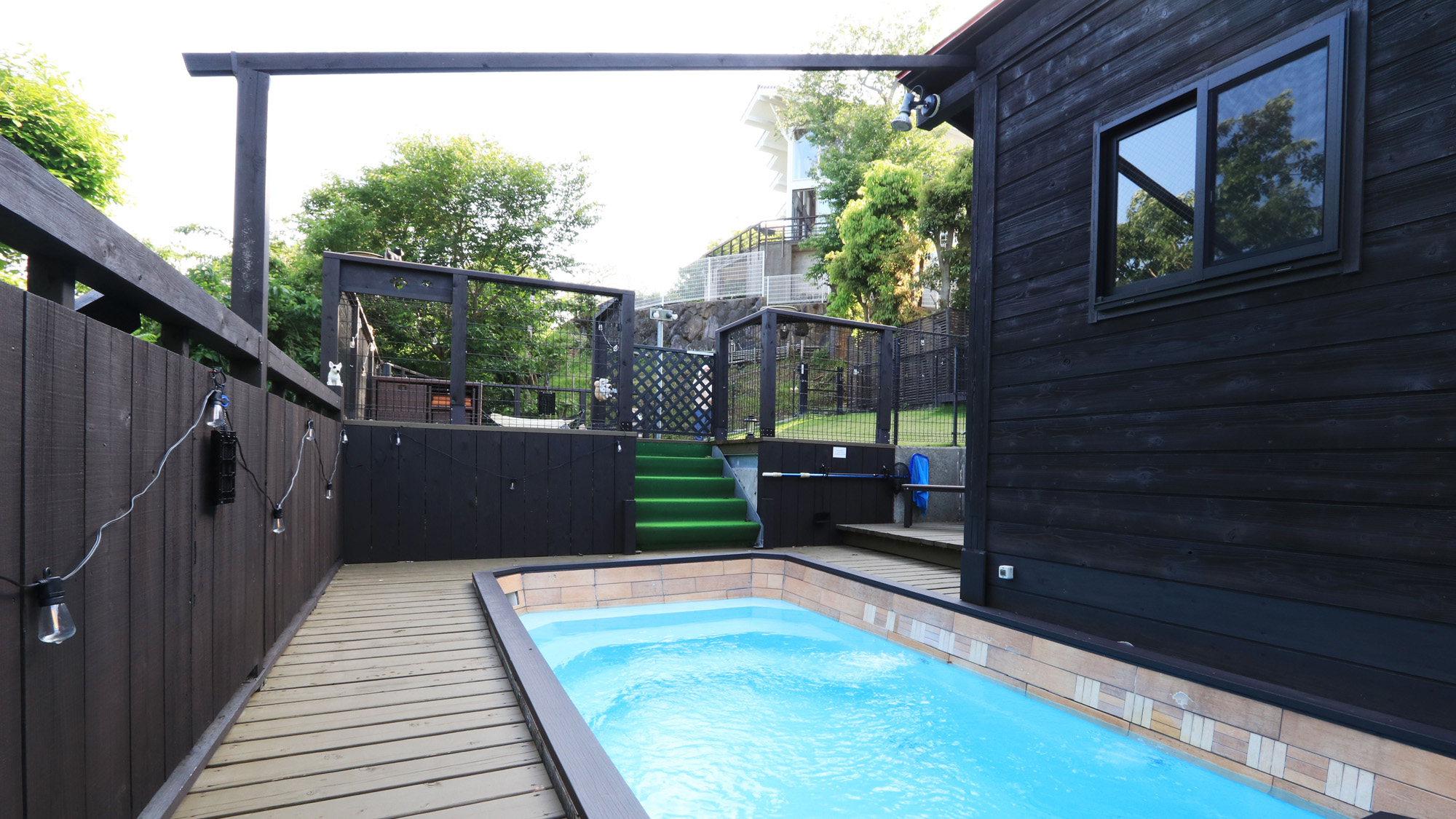 ドッグラン横に併設されている温水プールです*