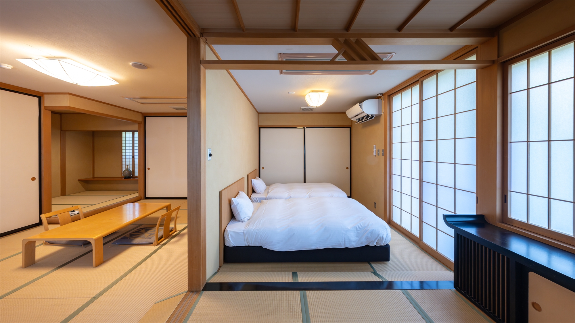 ■2間和室2ベッドルーム｜ベッドのお部屋は2種類ございますが、お部屋のご指定は承っておりません。