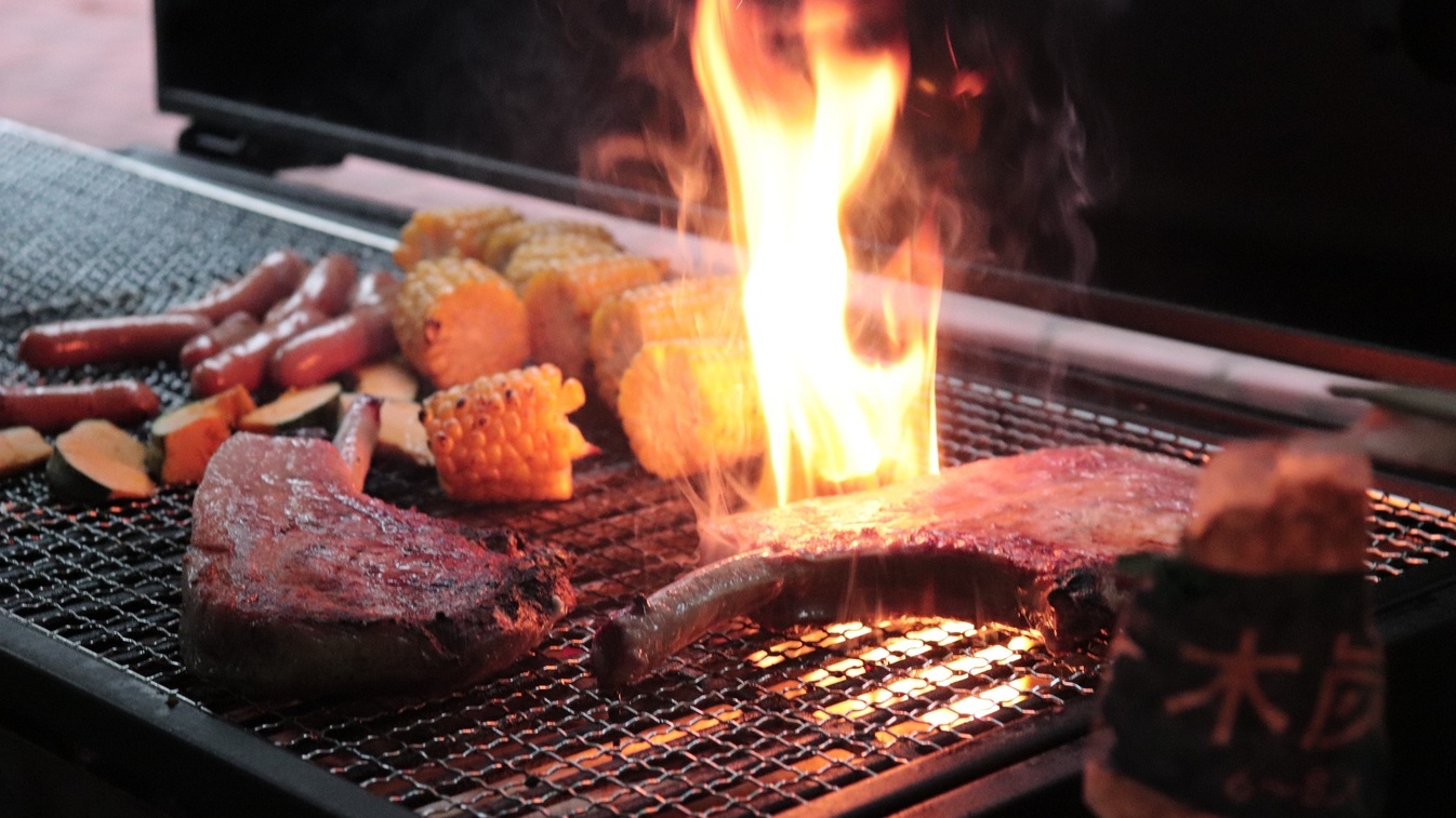 【BBQ】夕食は手ぶらでバーベキュー！食材＆機材ご用意いたします★≪夕食BBQ+朝食付≫