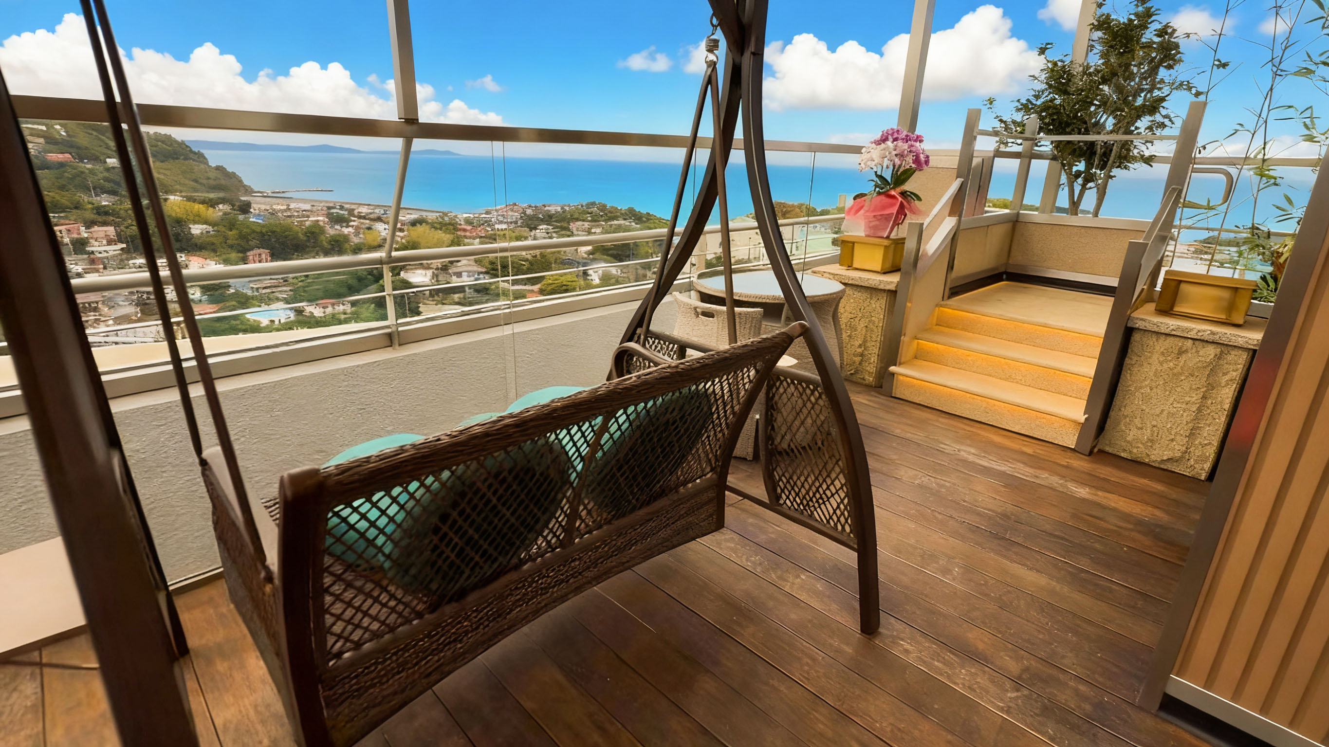 ・【客室専用庭園】ブランコやソファなどでお寛ぎ頂けます。