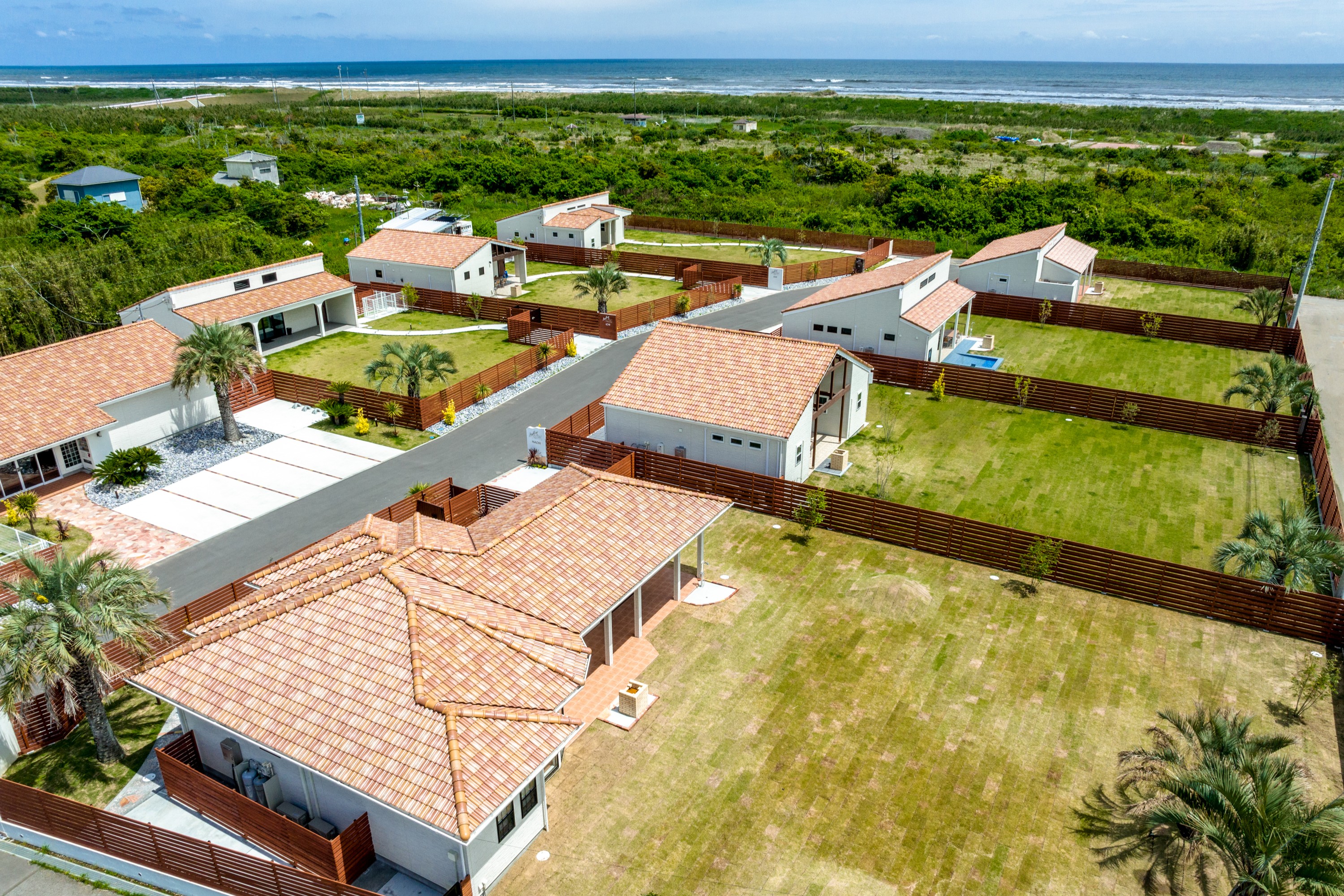 【鳥瞰図】九十九里浜のすぐ隣 全棟プライベートドッグラン完備