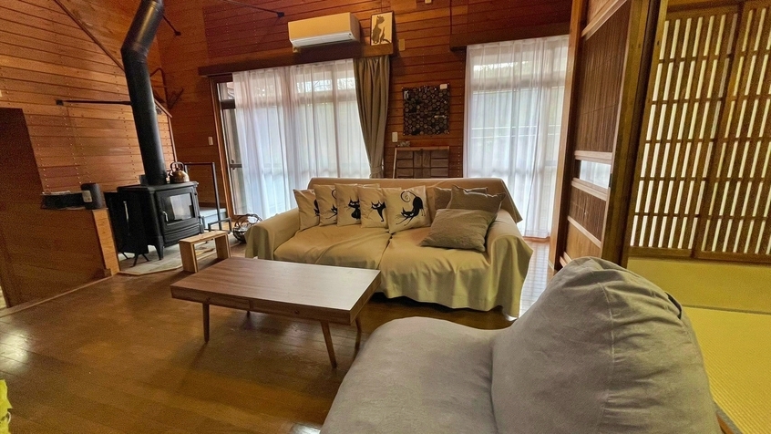 蔵王の麓の温泉付き貸別荘。和×ログハウスの癒し宿  たびの邸宅 ikoi-憩-