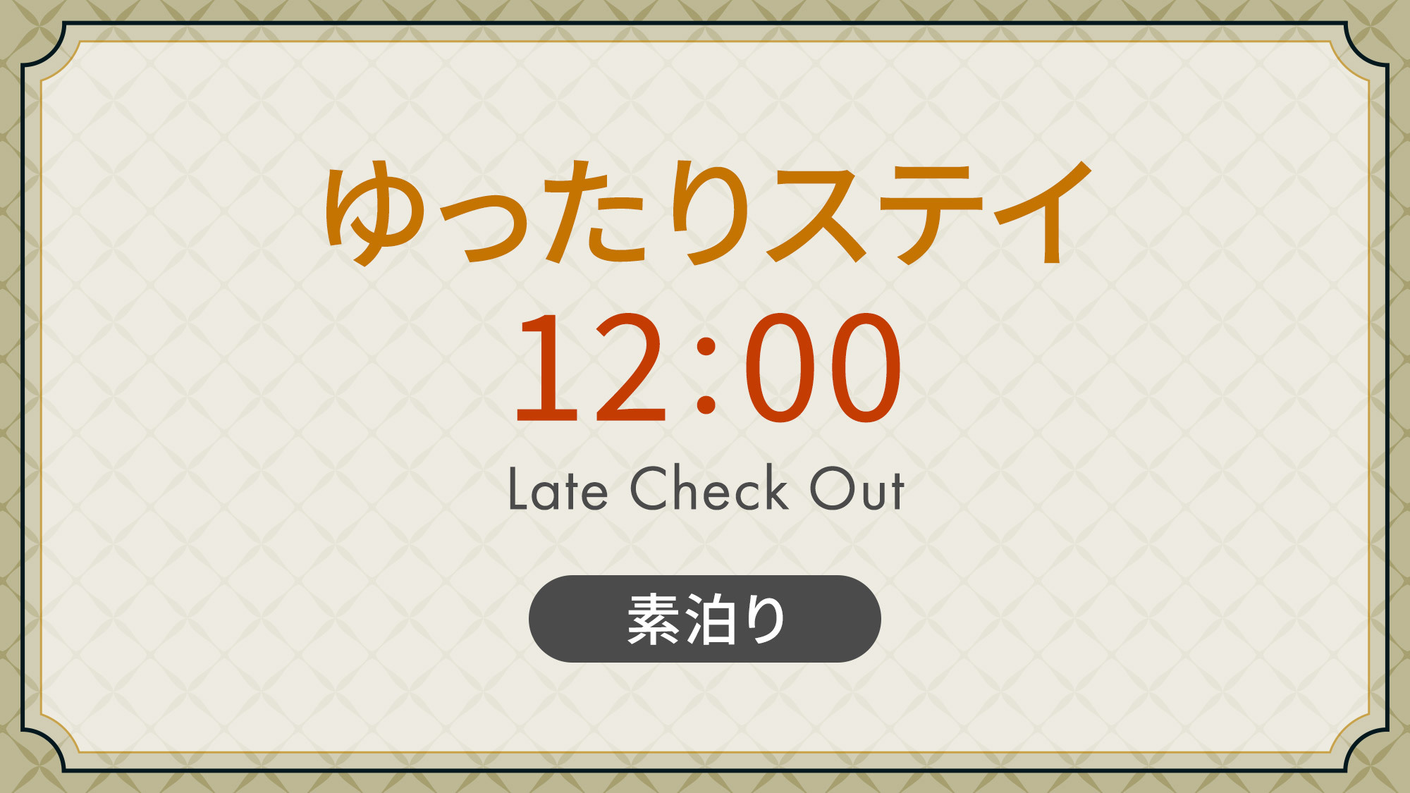 ゆったりステイ　12：00アウトプラン 《 素泊り 》