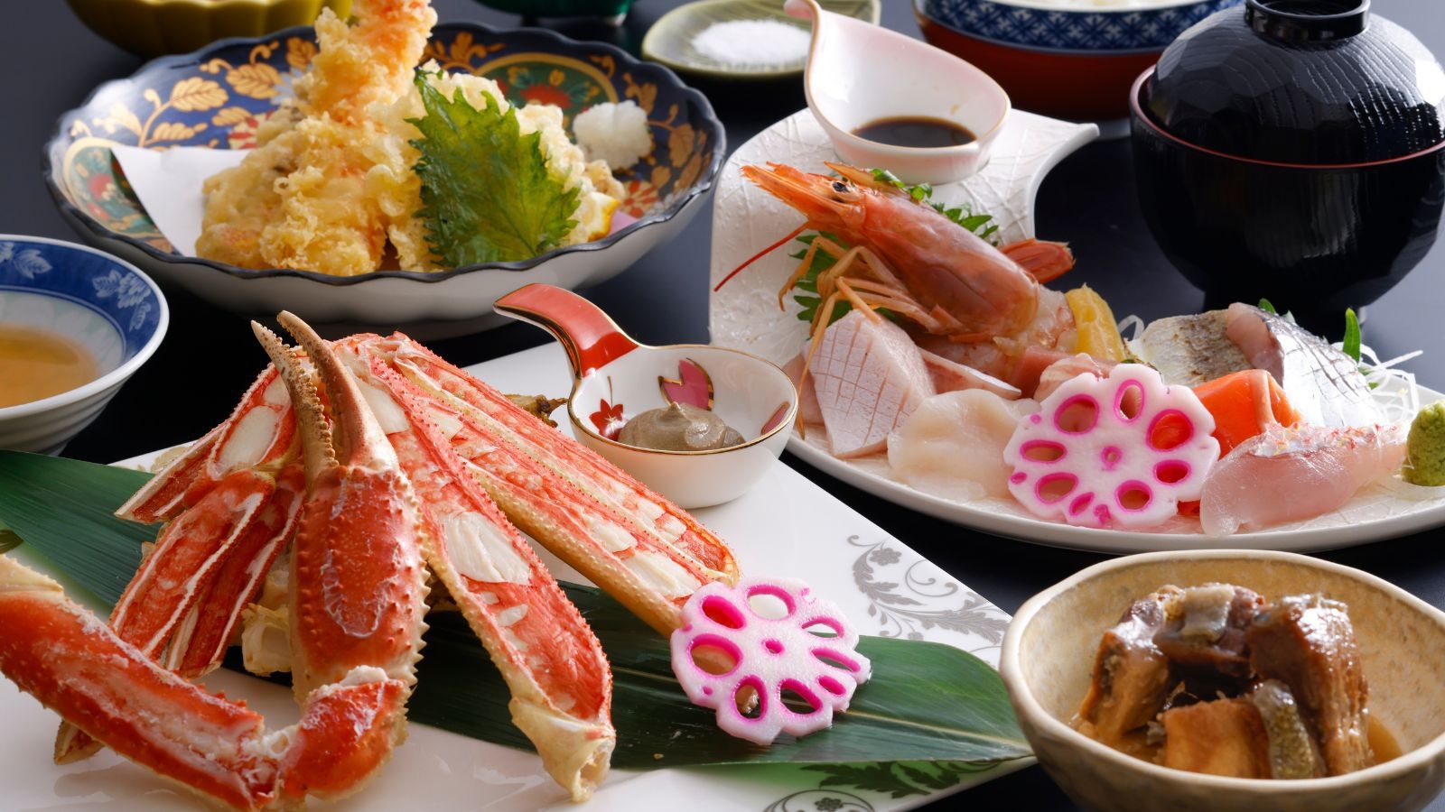 【通年】焼きガニ＆新鮮地魚のお造りと天ぷらを味わう籠屋御膳（１泊２食付き）