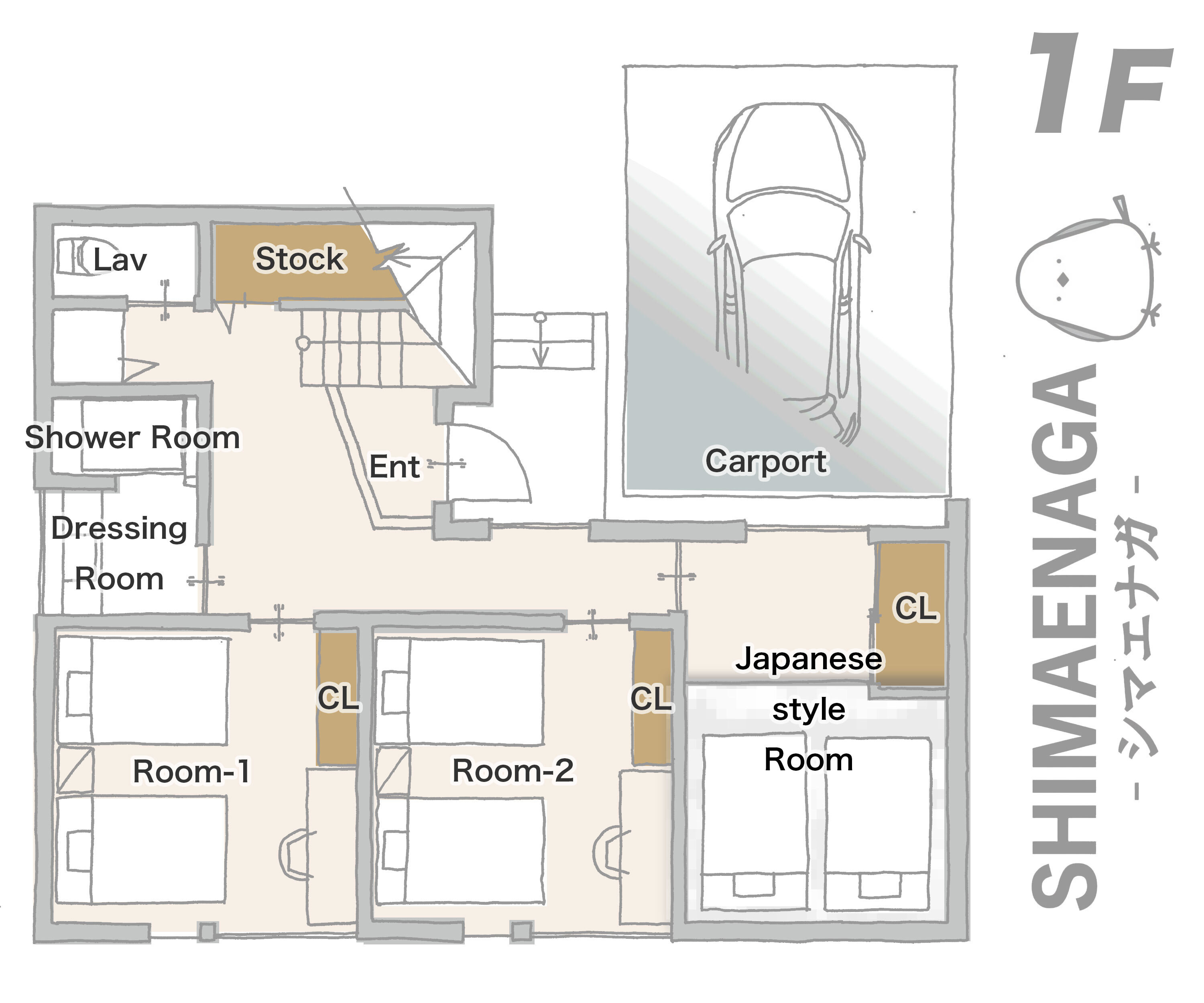 シマエナガ間取り図1F