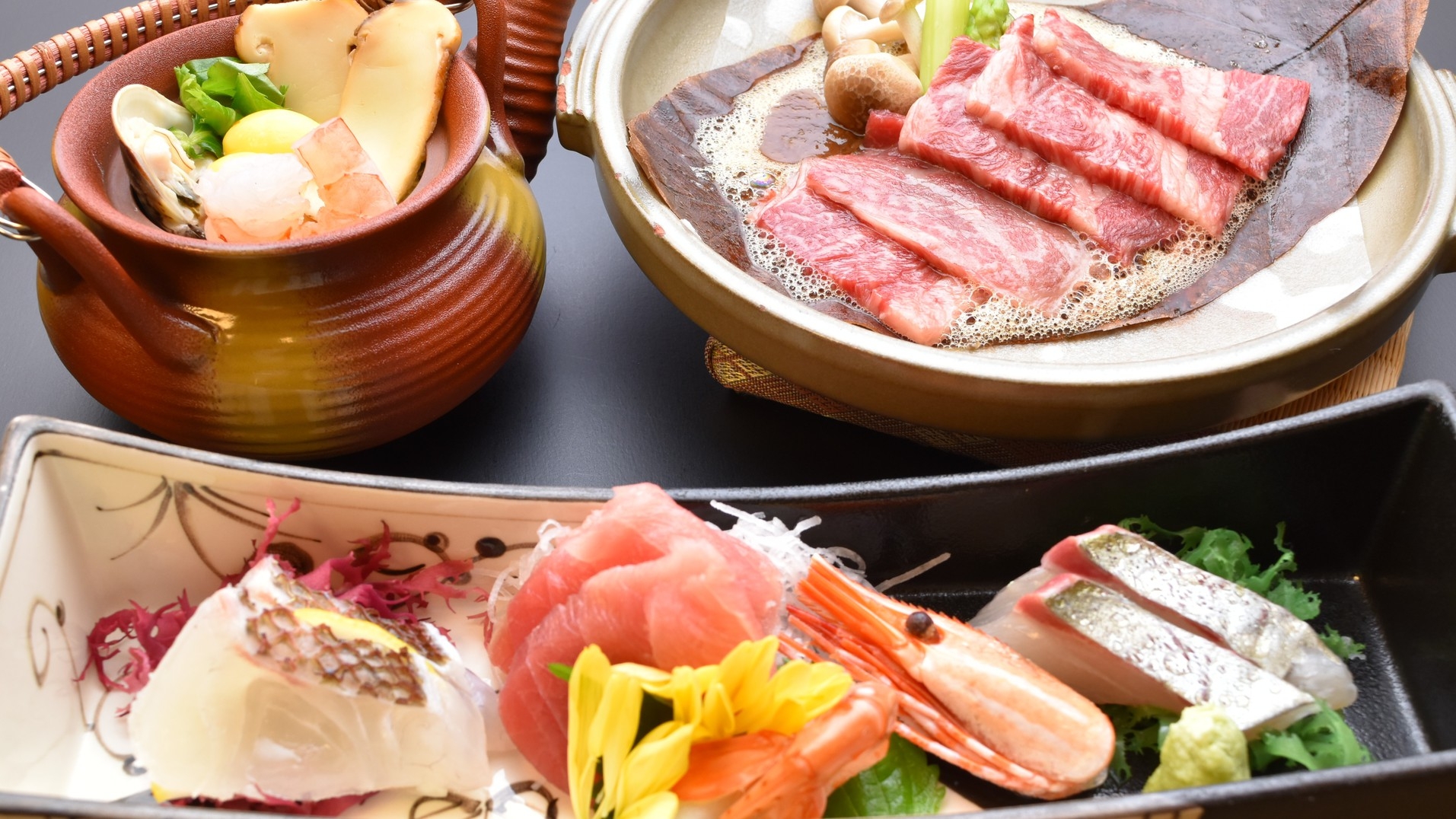 【当館最上位・花】飛騨牛朴葉焼・松茸と蛤の土瓶蒸し・ぶり大根｜期間限定「錦秋の膳」
