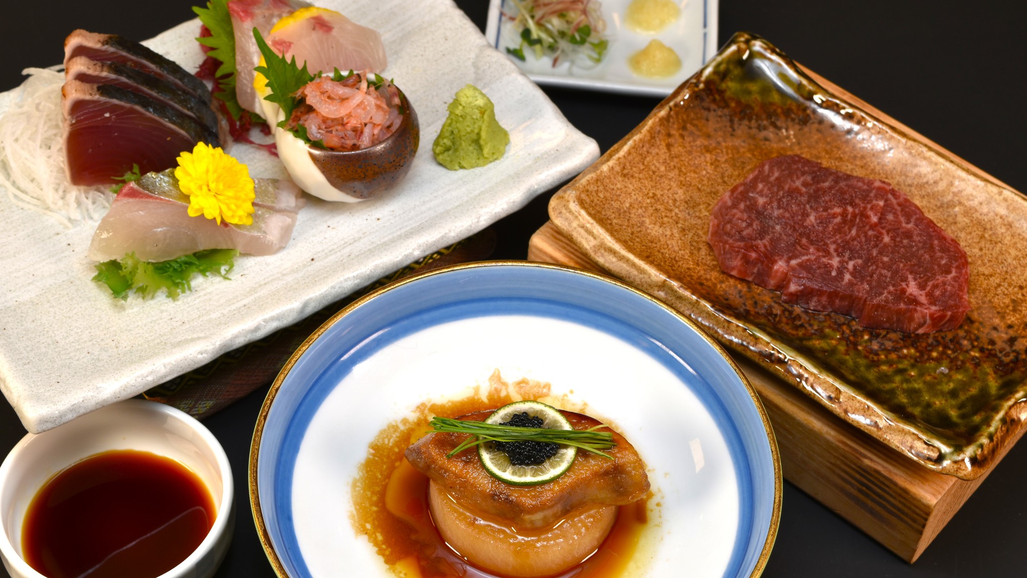露天風呂付き和洋室プラン【期間限定！飛騨牛ステーキ、桜えび3品、フォアグラ大根など『春翠の膳』】