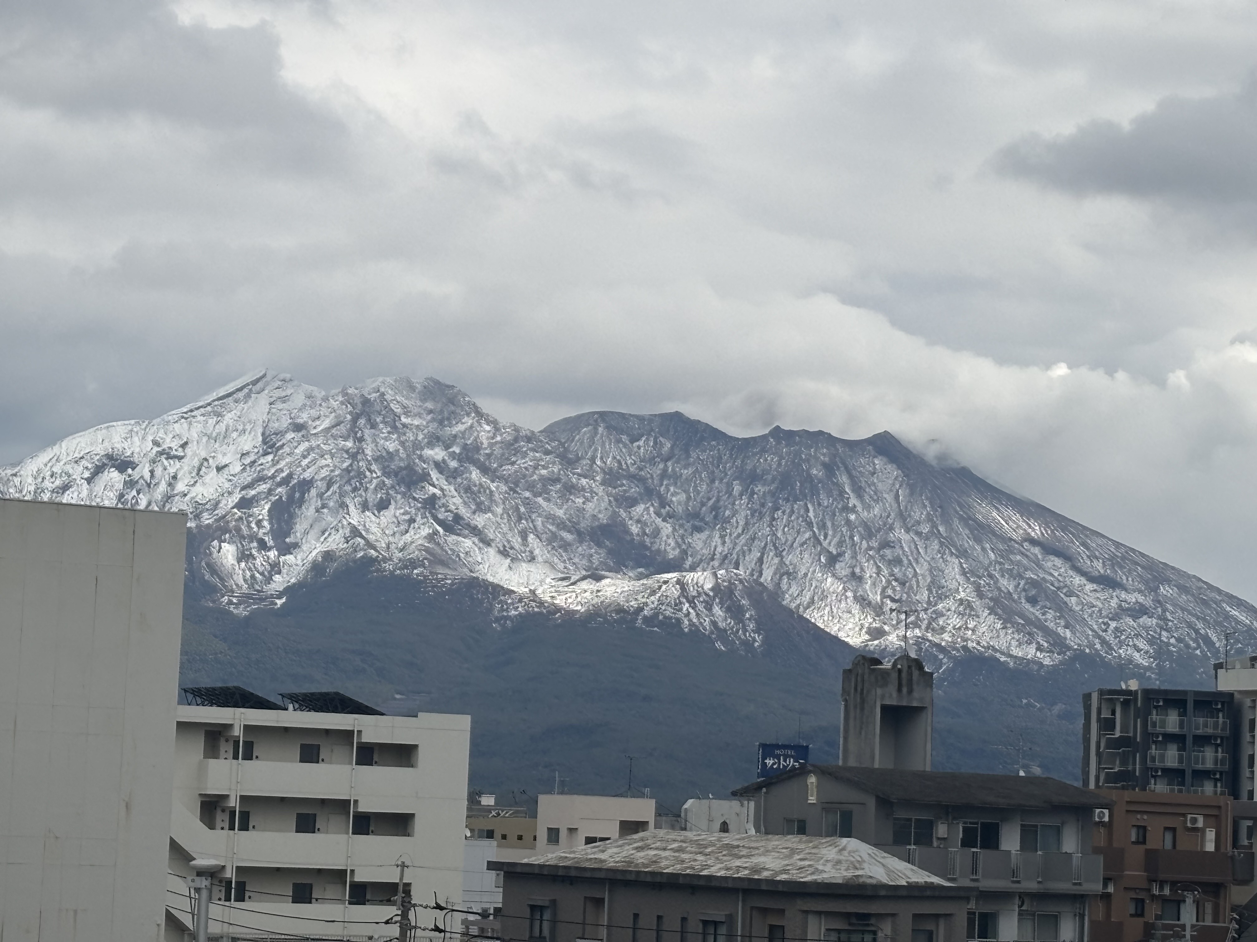 桜島冠雪