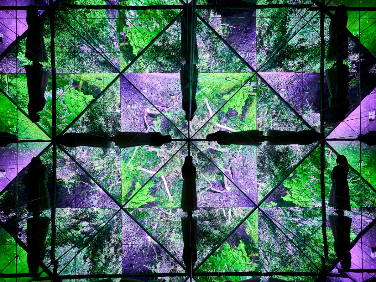 森のふもとの2階建てコテージ・2階（夜）