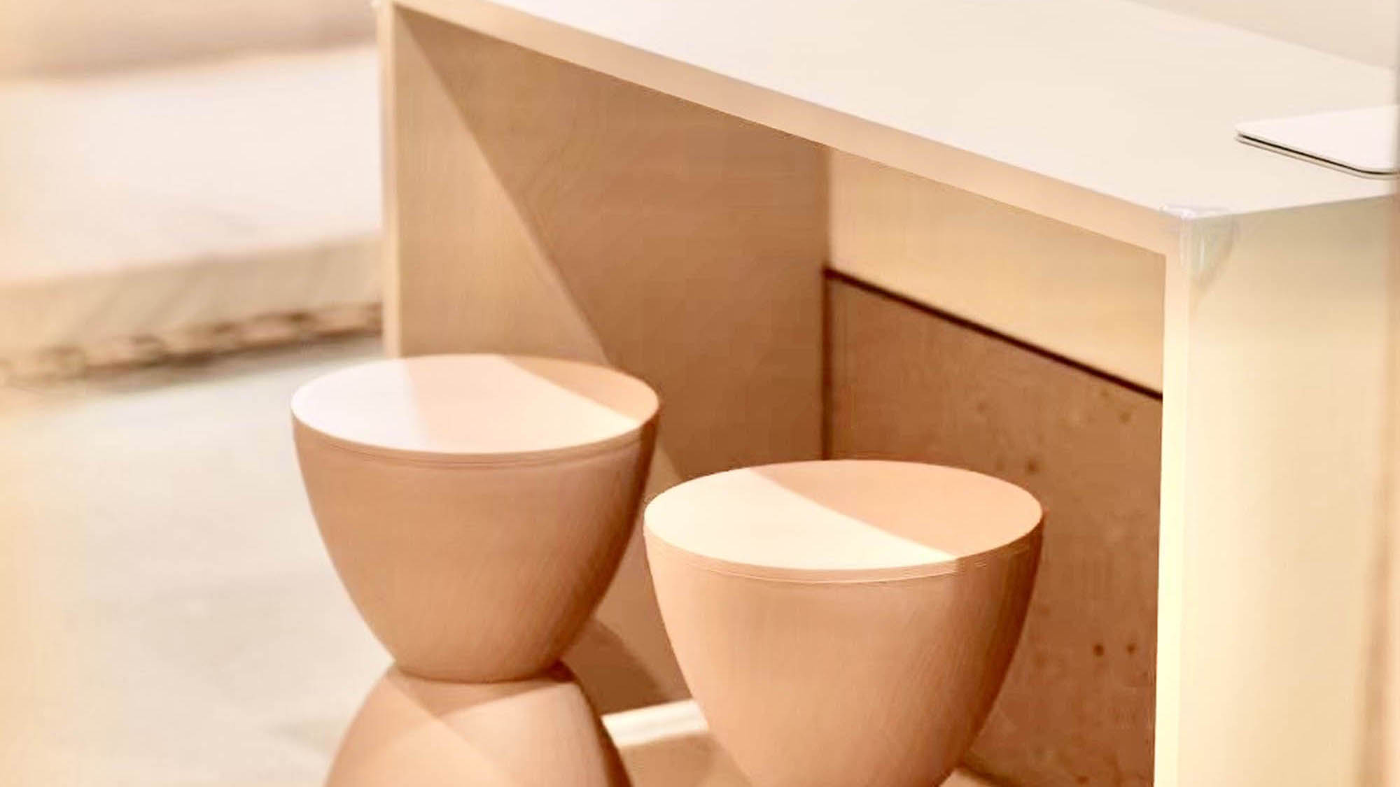 ・【キャビンツインタイプ】お連れ様との作業や、旅行の計画を立てるのにも適したデスクがございます