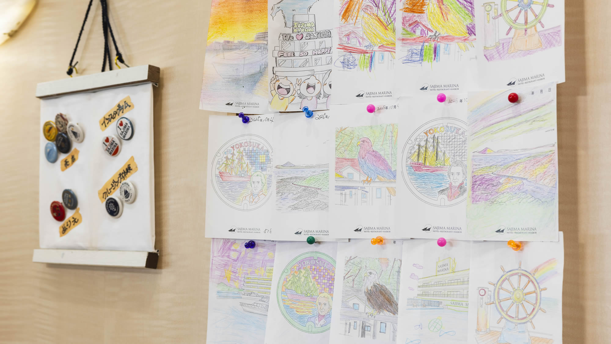 塗り絵で缶バッジプレゼント