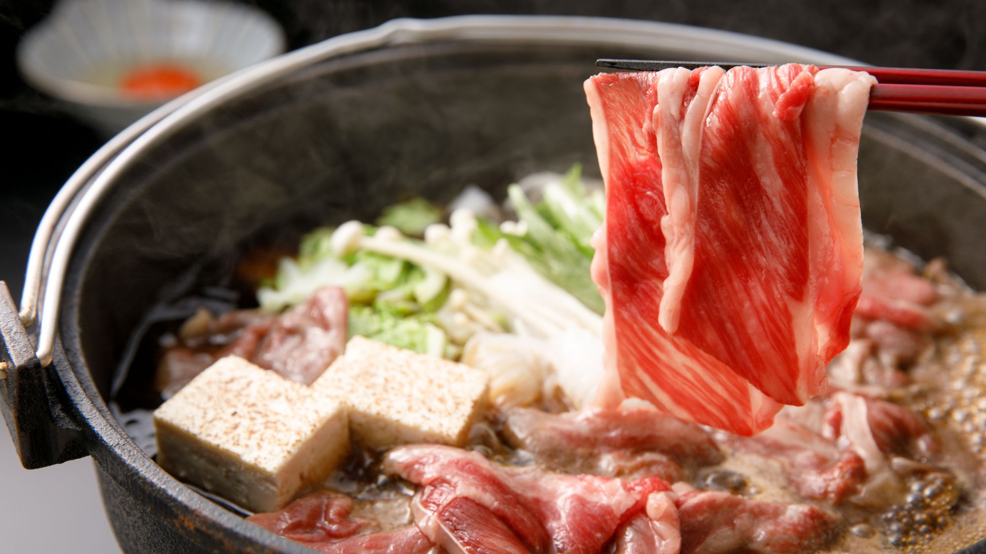 ◆夕食（和会席）｜アツアツとろとろ！豊後牛すきやき