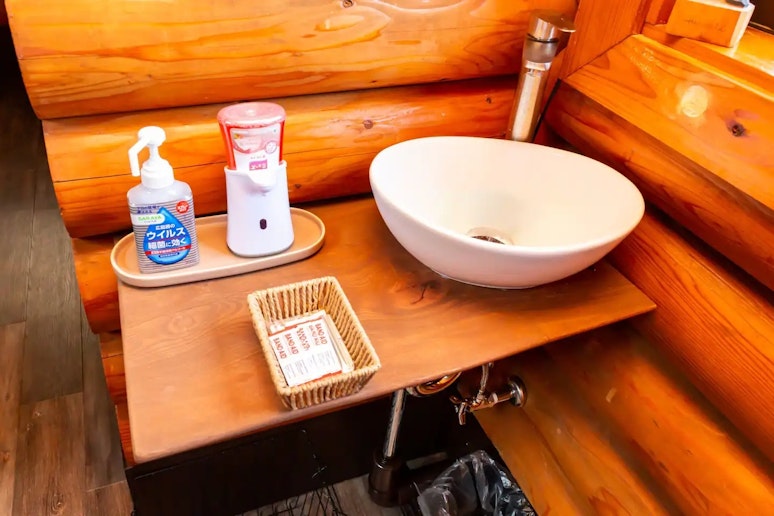 ログハウス洗面スペース