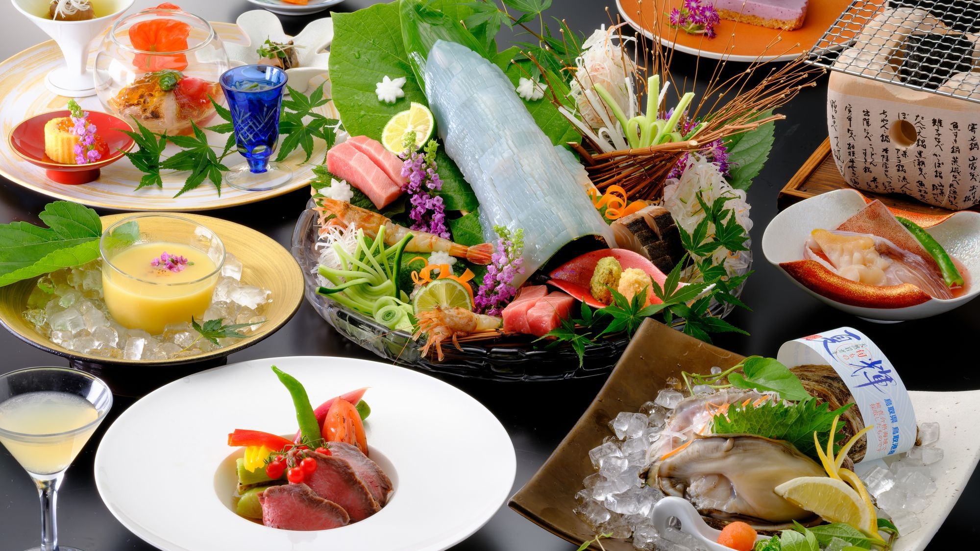【涼夏の恵み◆夏季限定会席】鳥取和牛オレイン55と天然岩ガキ「夏輝」　山陰の夏を味わうプレミアム会席
