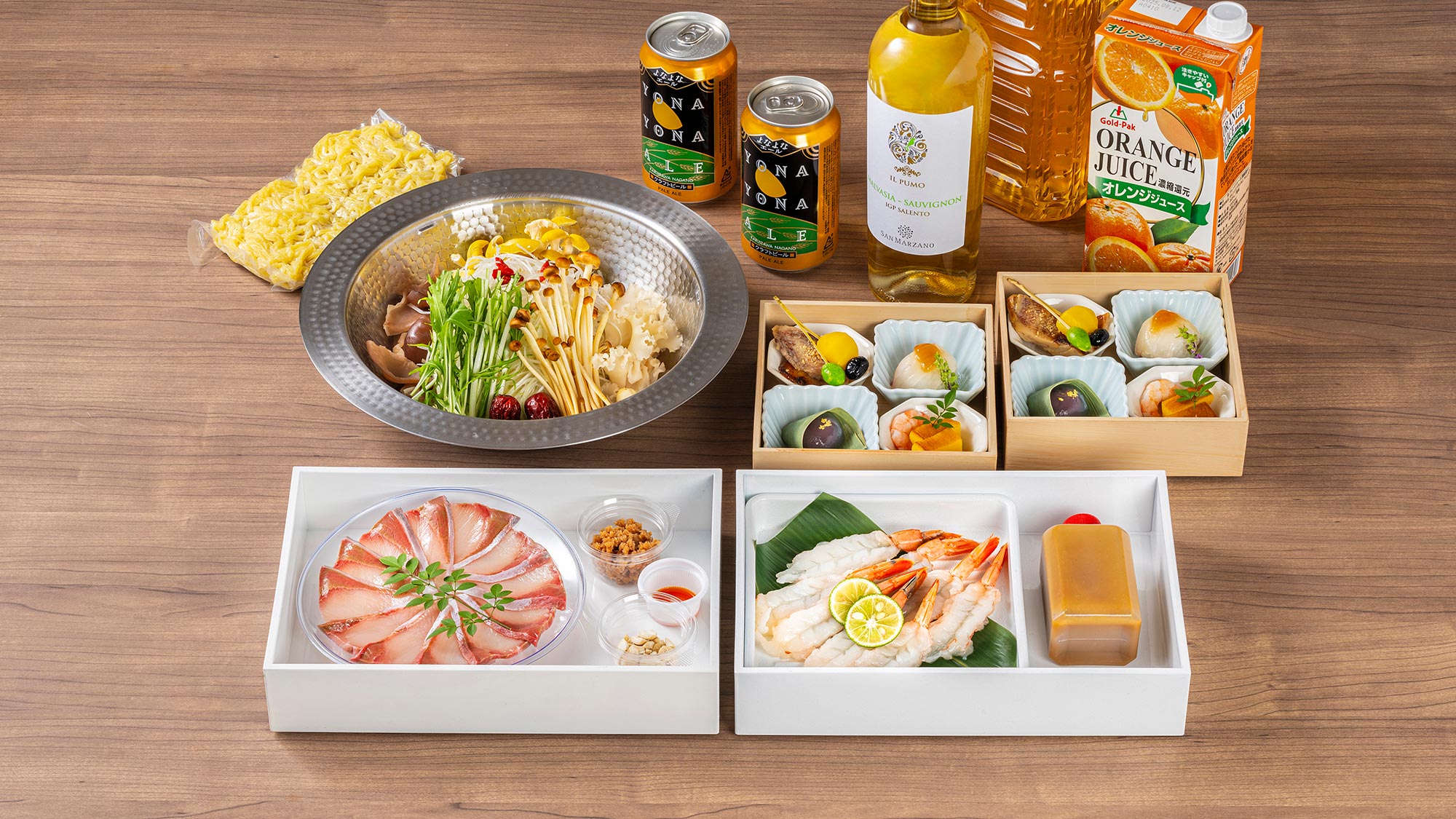 【えびしゃぶ】海老と旬魚のねぎしゃぶ＆おばんざいセット。