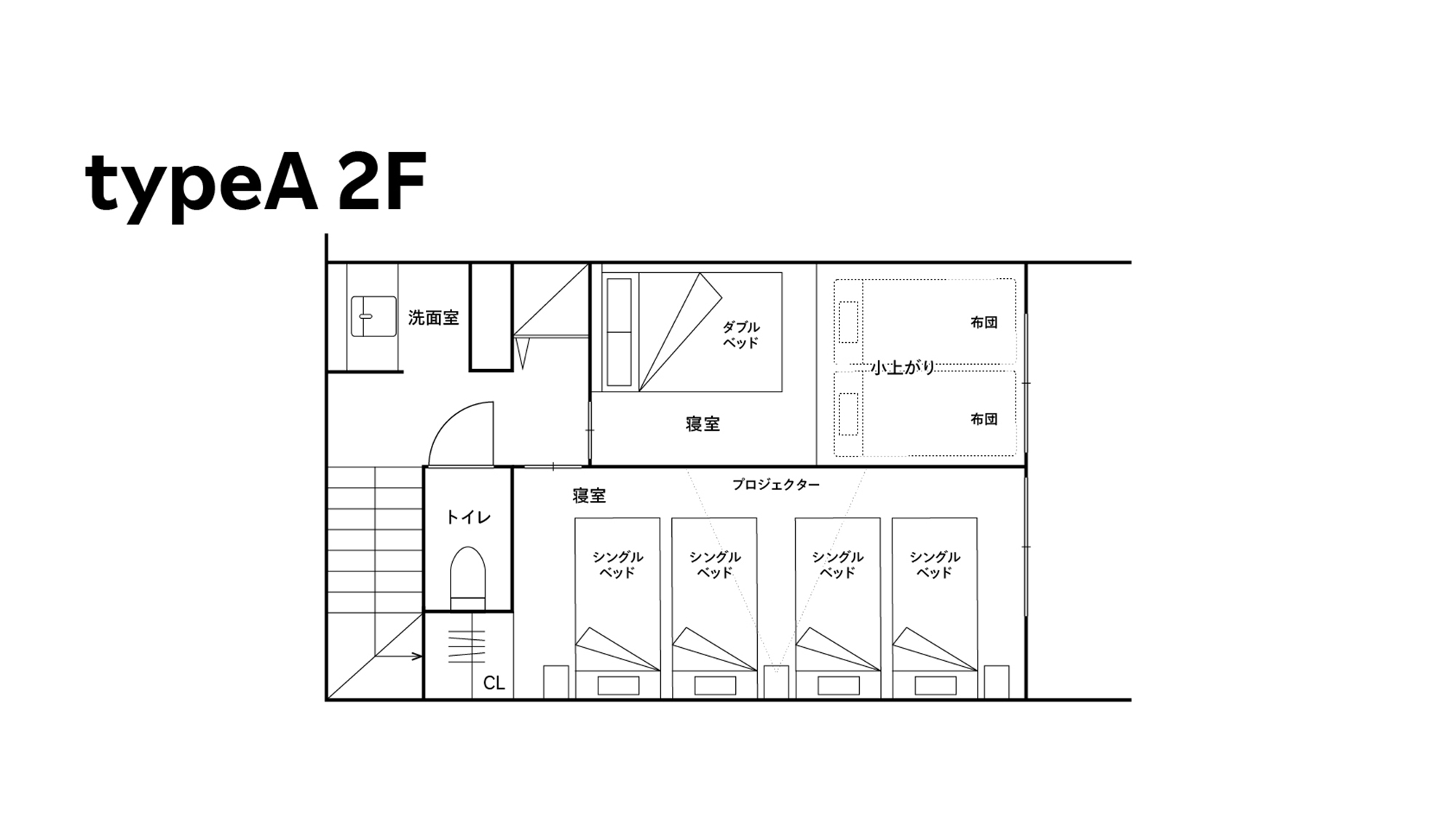 【A：平面図】Aタイプの客室・2階の平面図はこちらです