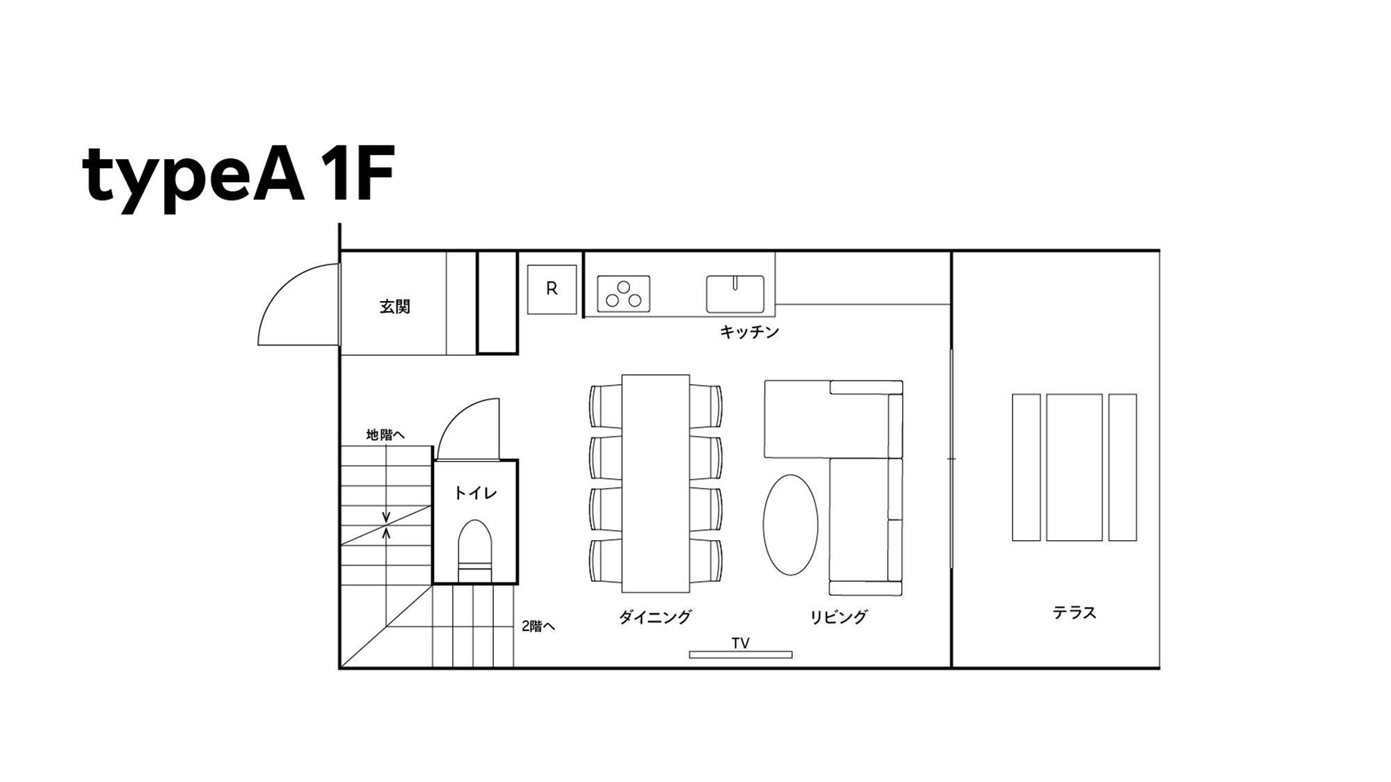【A：平面図】Aタイプの客室・1階の平面図はこちらです