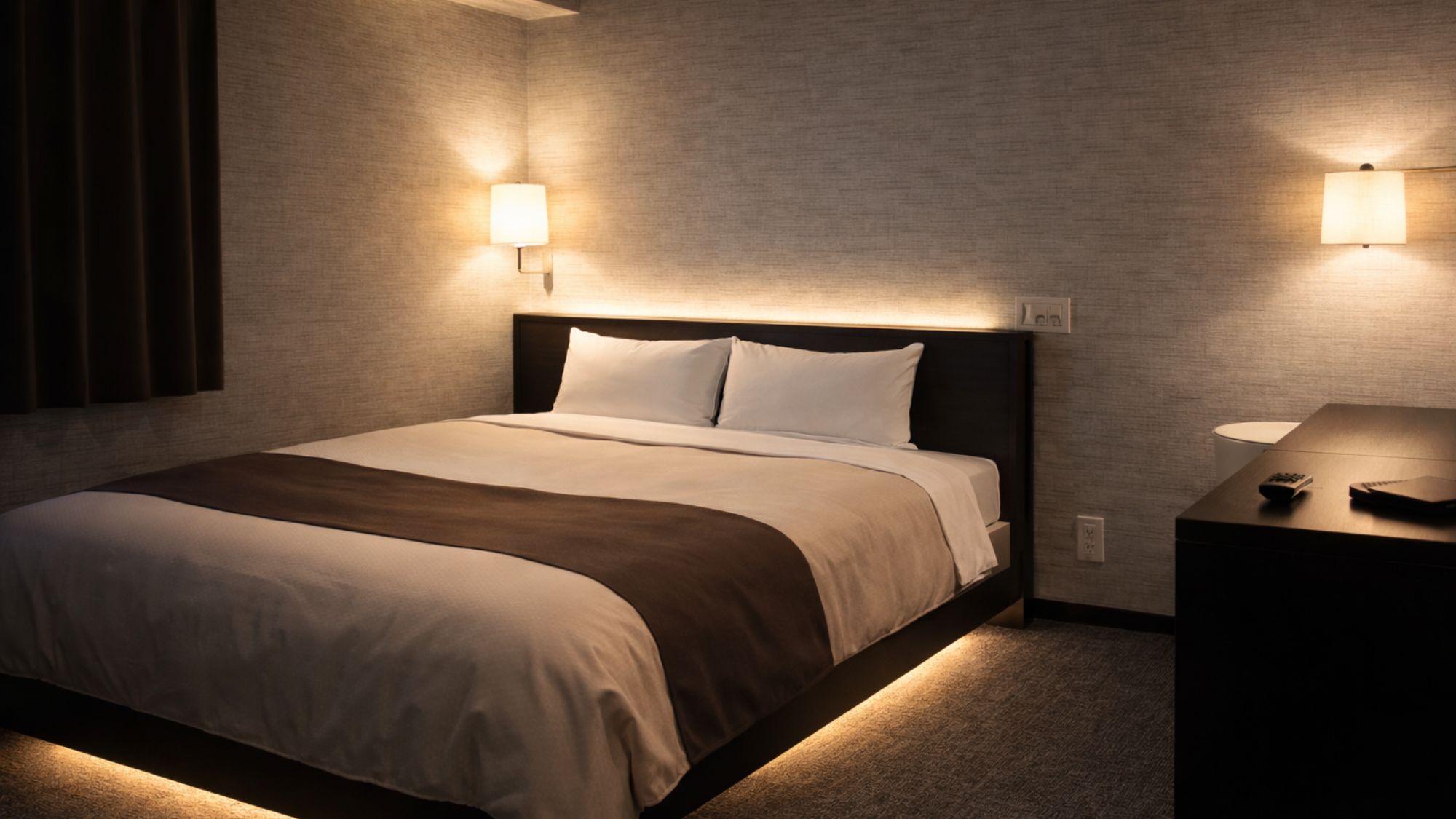 １７０ｃｍ幅ベッドで広々くつろげる客室