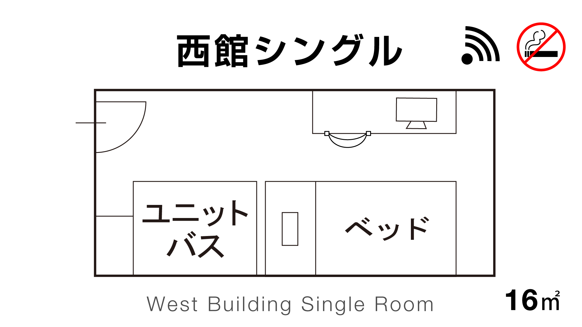 【西館シングル】ユニットバス完備