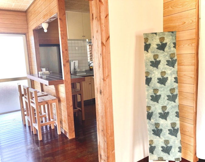 室内には布をたくさん用いています。目に優しい印象です。